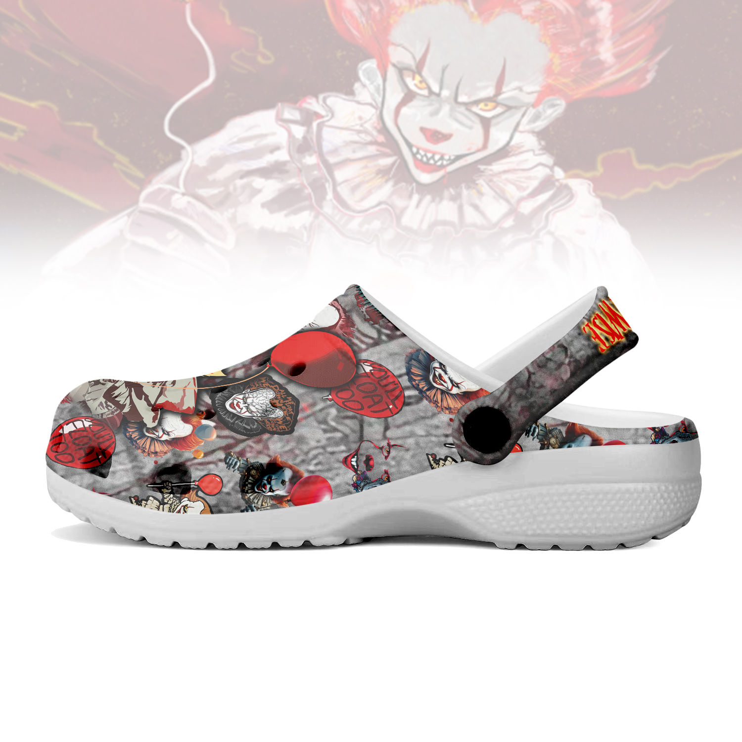 Merchidea Pennywise x Halloween Crocs Crocband Clogs Shoes Comfortable For Men Women and Kids