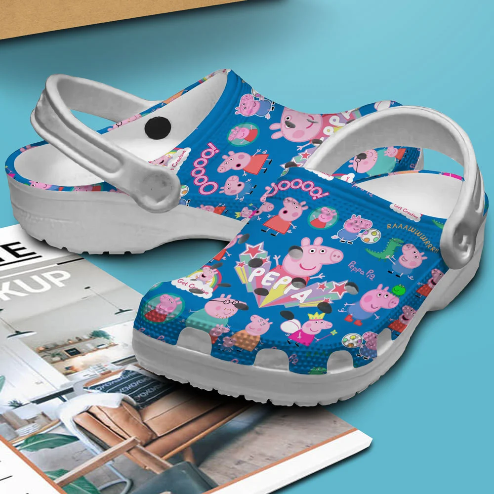 Merchidea Peppa Pig Cartoon Crocs Crocband Clogs Shoes Comfortable For Men Women and Kids