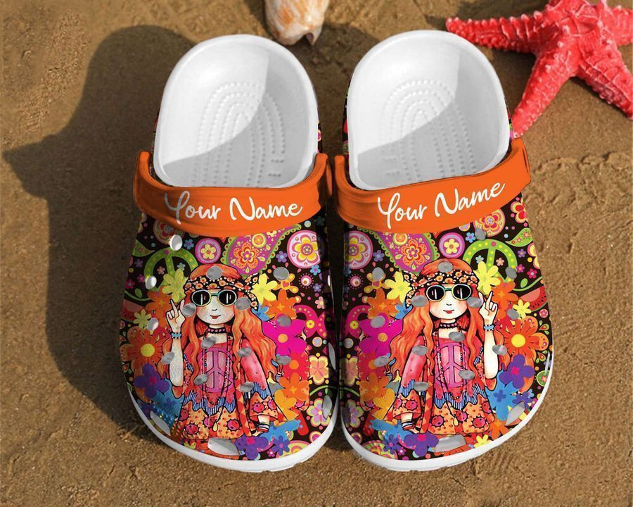 Merchidea Personalized Hippie Girl Comfortable Women Classic Style Birthday Clog Shoes
