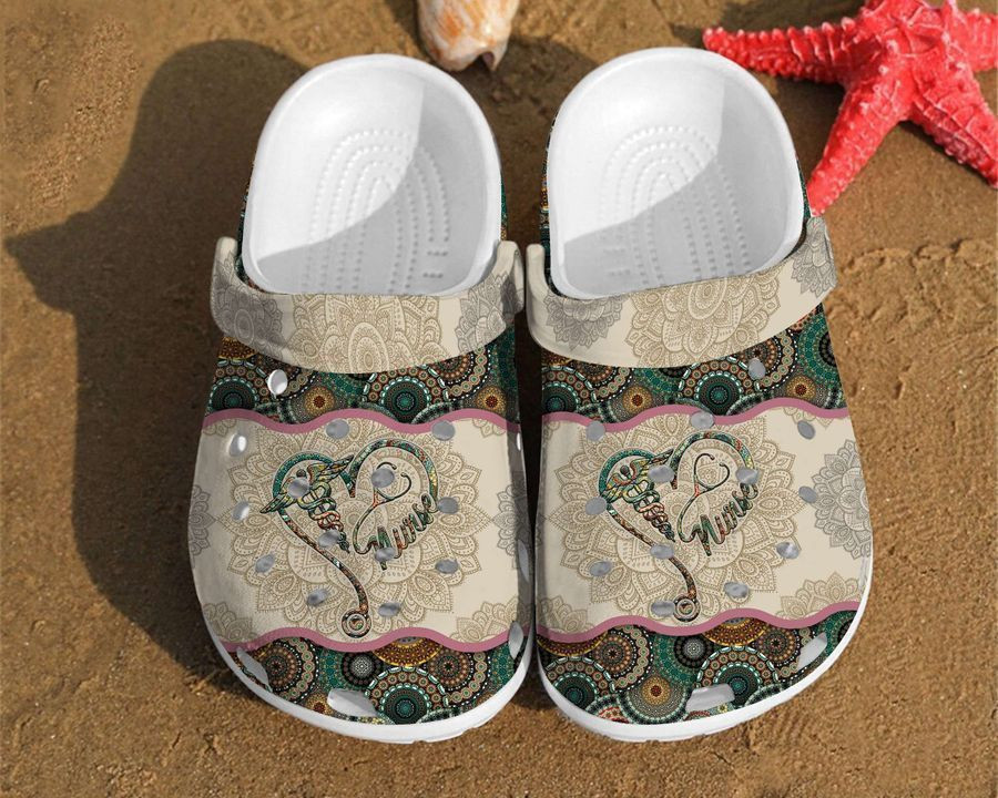 Merchidea Personalized Nurse Mandala Heart Vintage Gift For Unique Gifts clog Shoes
