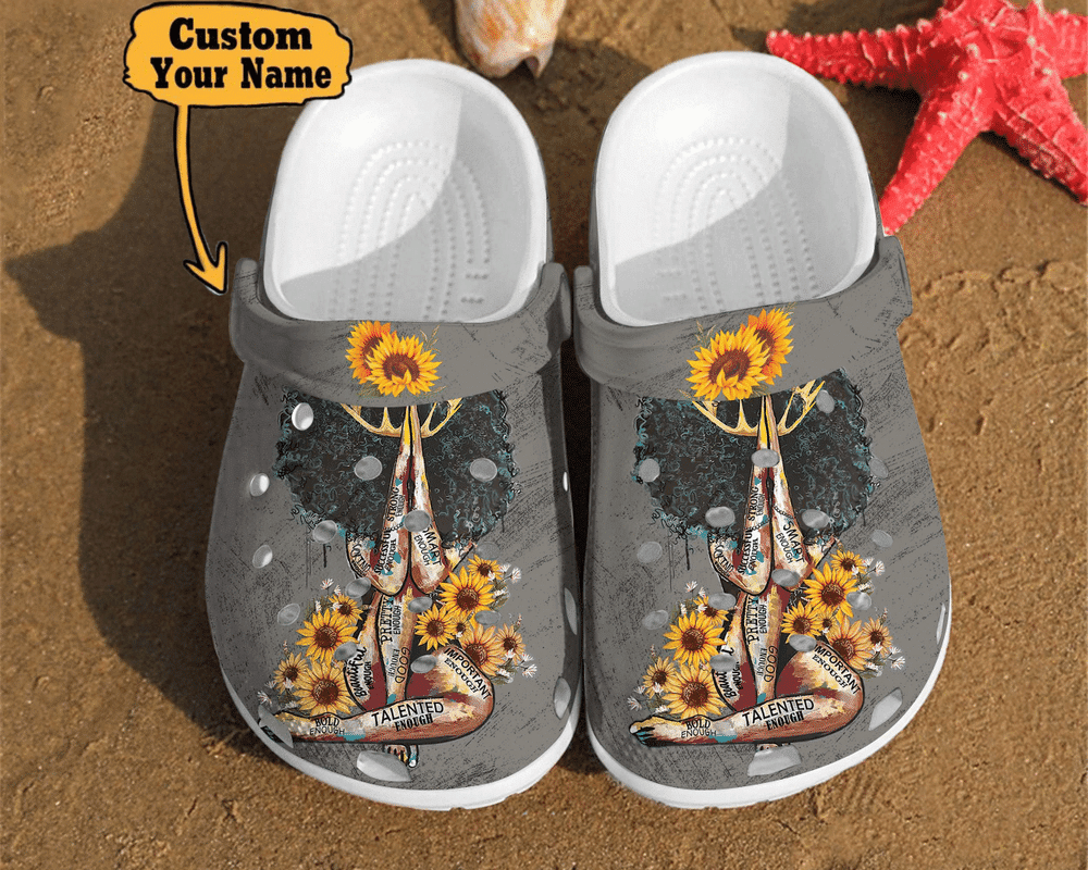 Merchidea Personalized Yoga - Sunflower Crowned Girl Yoga Gift For Lovers Unisex Clog Shoes For Men And Women