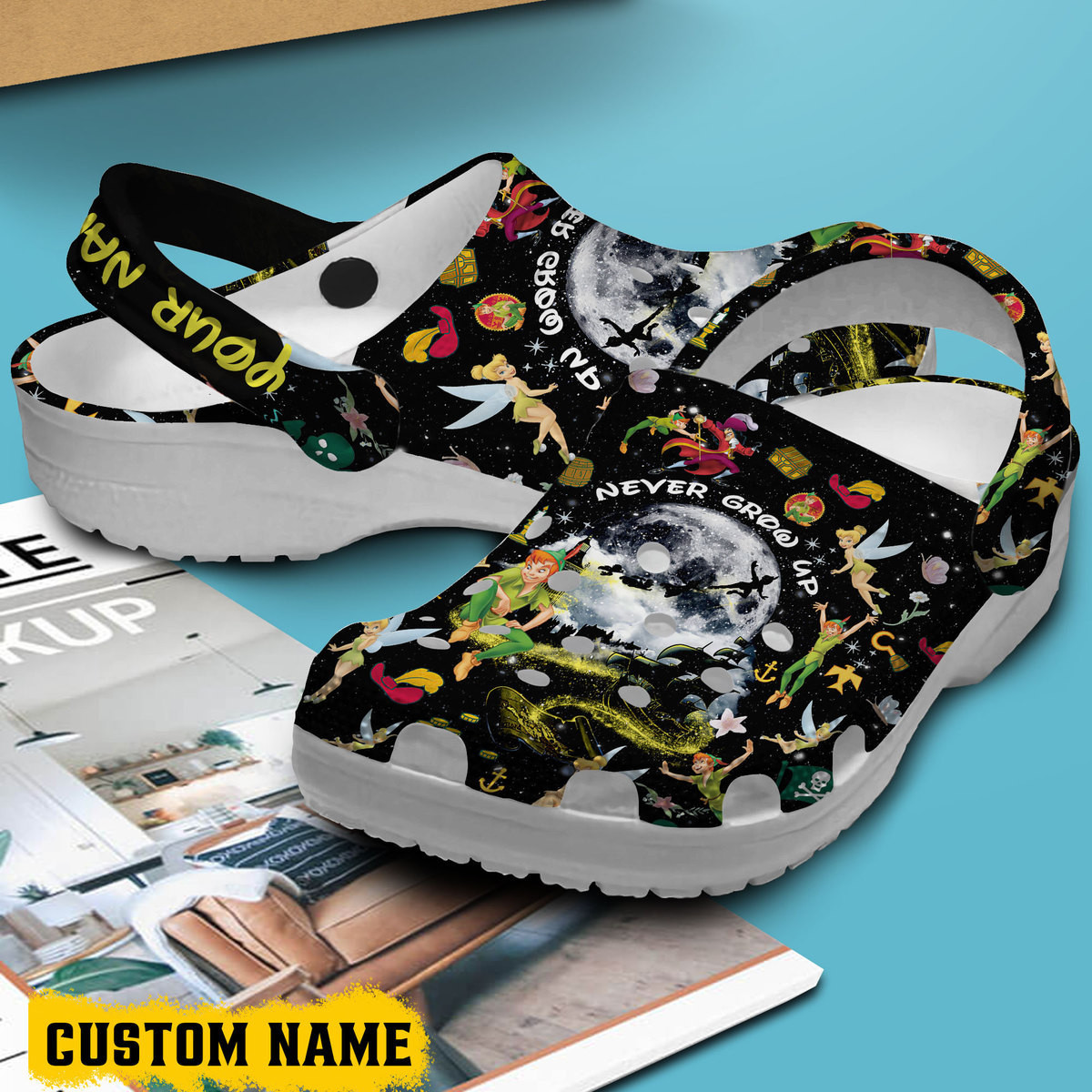 Merchidea Peter Pan And Tinker Bell Cartoon Crocs Crocband Clogs Shoes Comfortable For Men Women and Kids