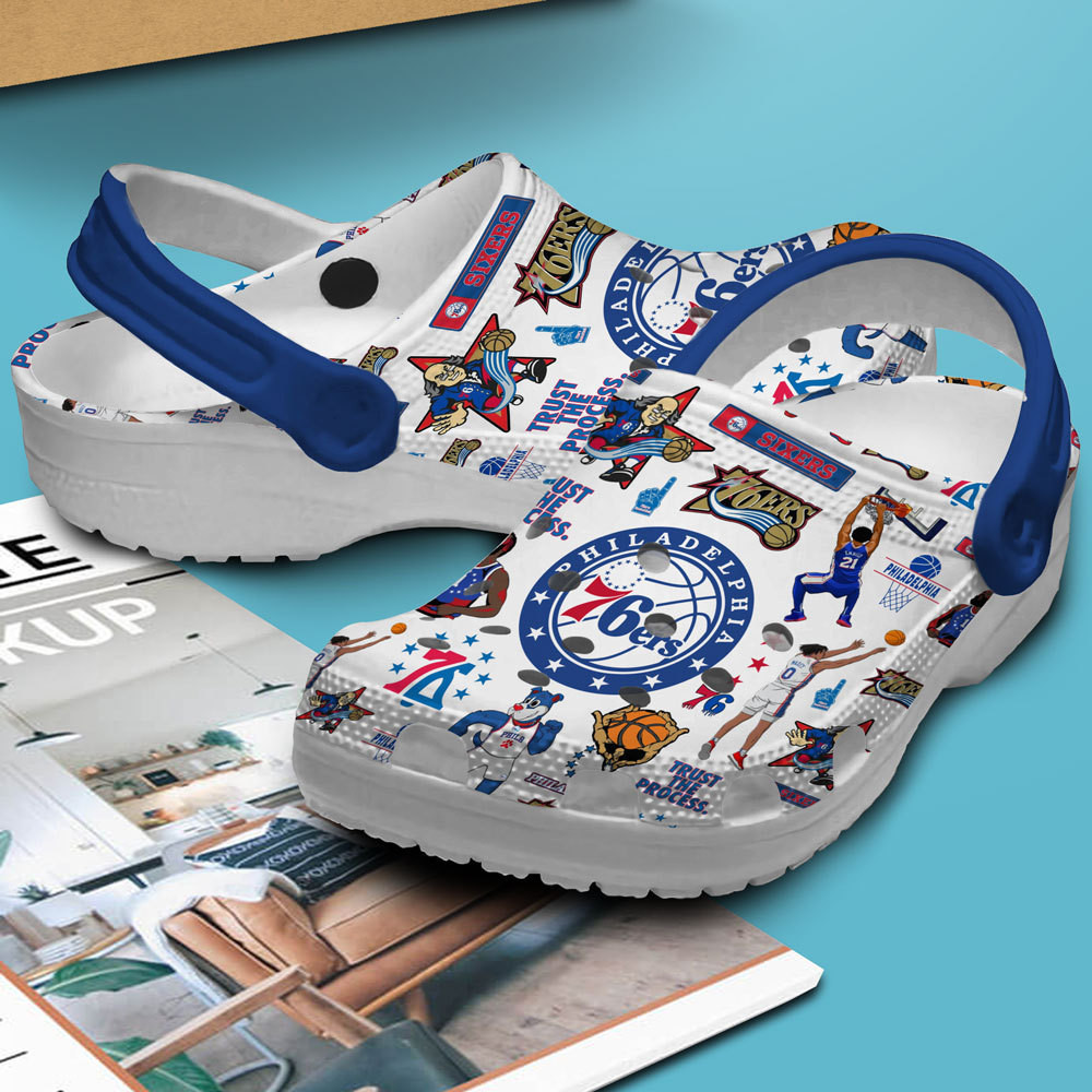 Merchidea Philadelphia 76ers Basketball team NBA Sport Crocs Crocband Clogs Shoes Comfortable For Men Women and Kids