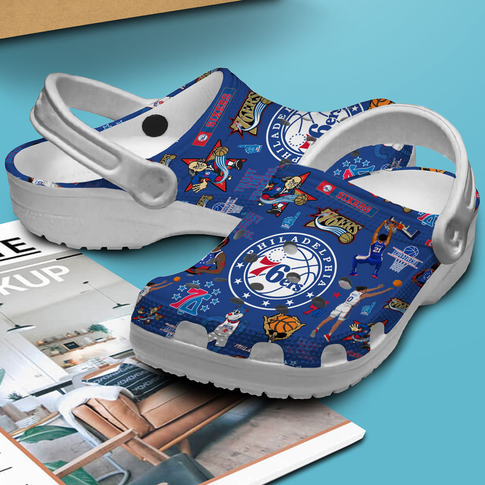 Merchidea Philadelphia 76ers Basketball team NBA Sport Crocs Crocband Clogs Shoes Comfortable For Men Women and Kids