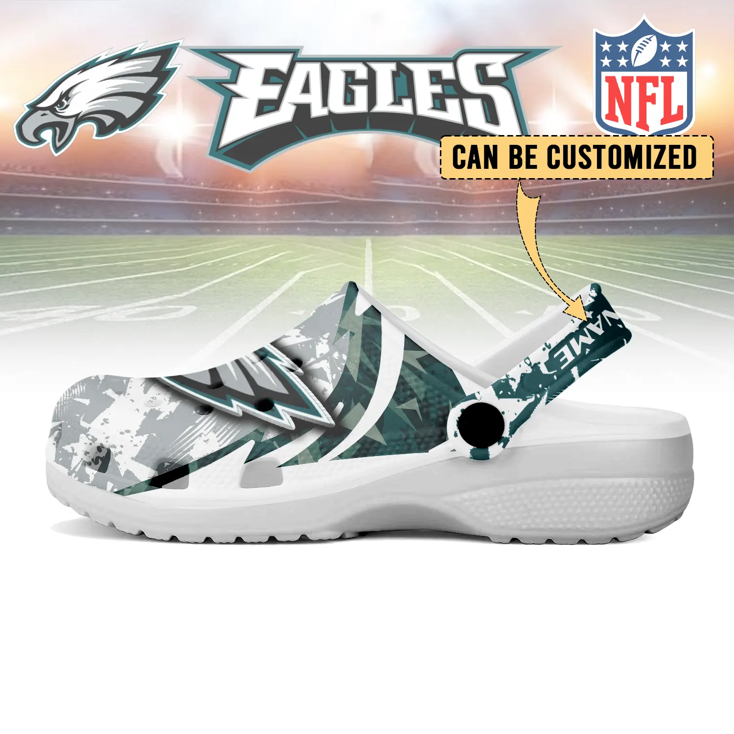 Merchidea Philadelphia Eagles NFL Crocs Crocband Clogs Shoes Comfortable For Men Women and Kids