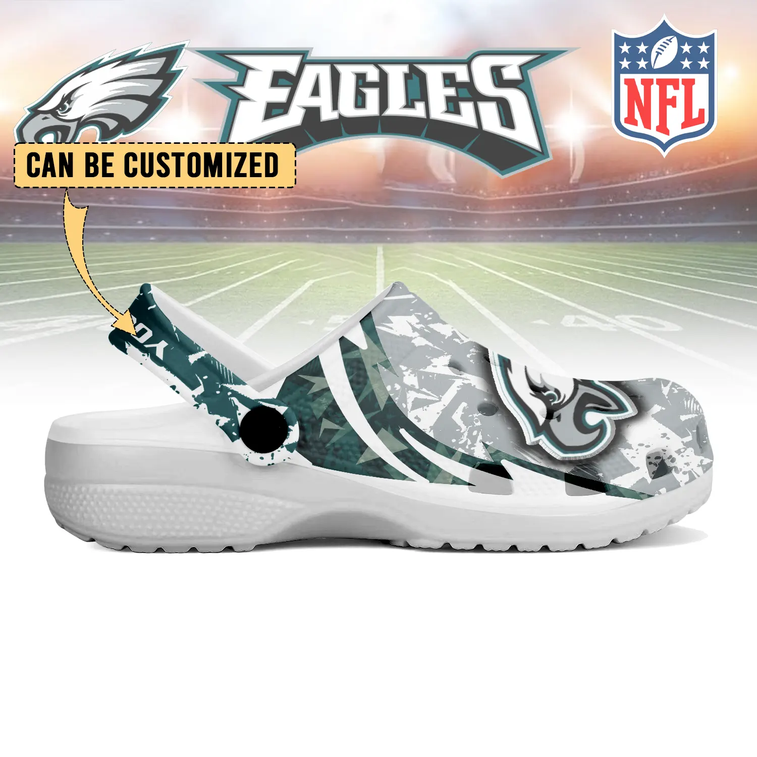 Merchidea Philadelphia Eagles NFL Crocs Crocband Clogs Shoes Comfortable For Men Women and Kids