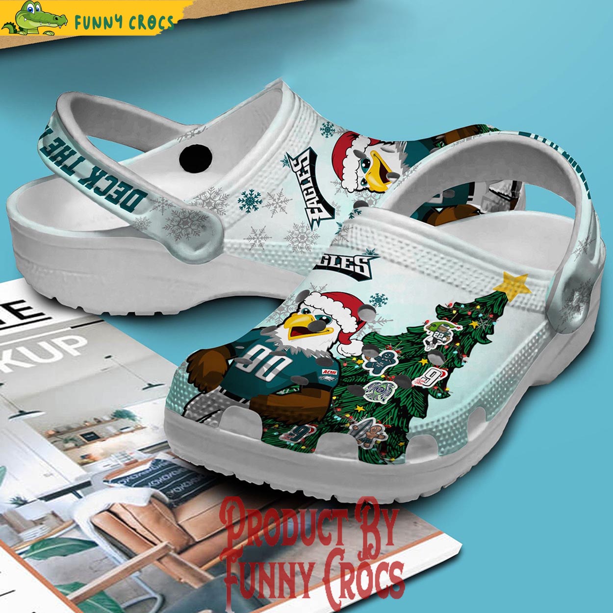 Merchidea Philadelphia Eagles NFL Sport Christmas Crocs Crocband Clogs Shoes Comfortable For Men Women and Kids