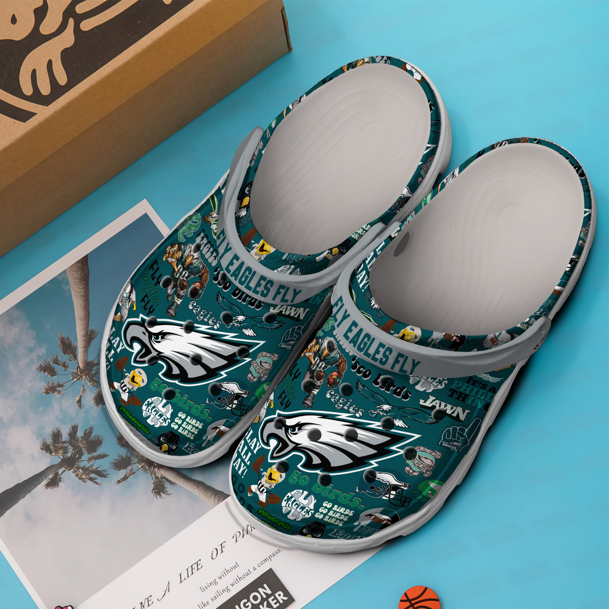 Merchidea Philadelphia Eagles NFL Sport Crocs Crocband Clogs Shoes Comfortable For Men Women and Kids