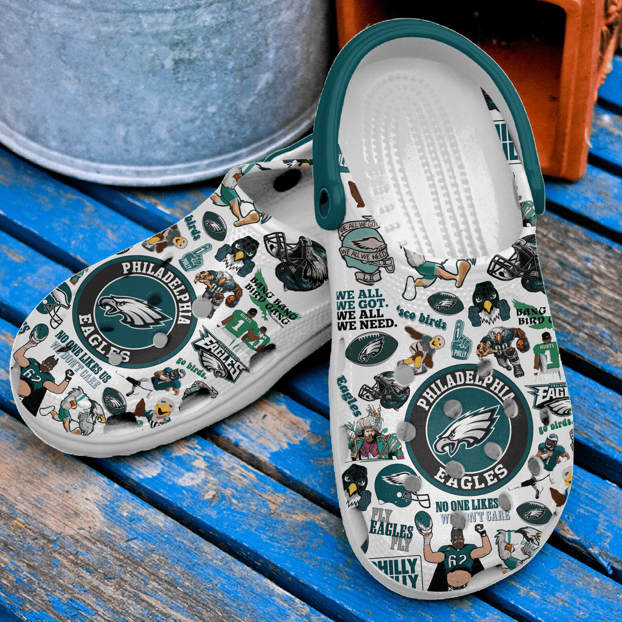 Merchidea Philadelphia Eagles NFL Sport Crocs Crocband Clogs Shoes Comfortable For Men Women and Kids