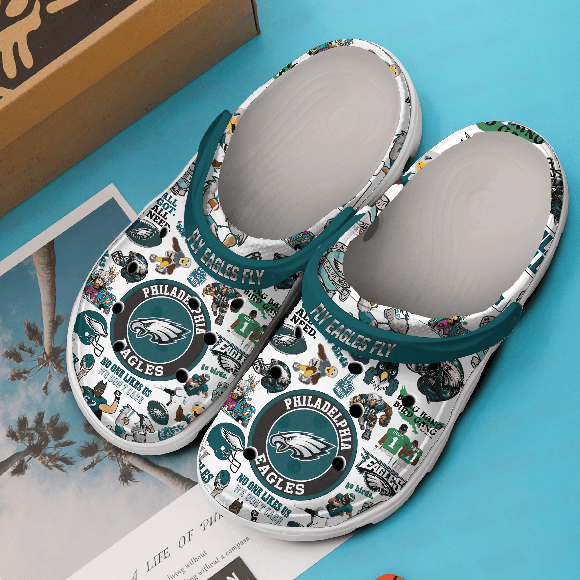 Merchidea Philadelphia Eagles NFL Sport Crocs Crocband Clogs Shoes Comfortable For Men Women and Kids