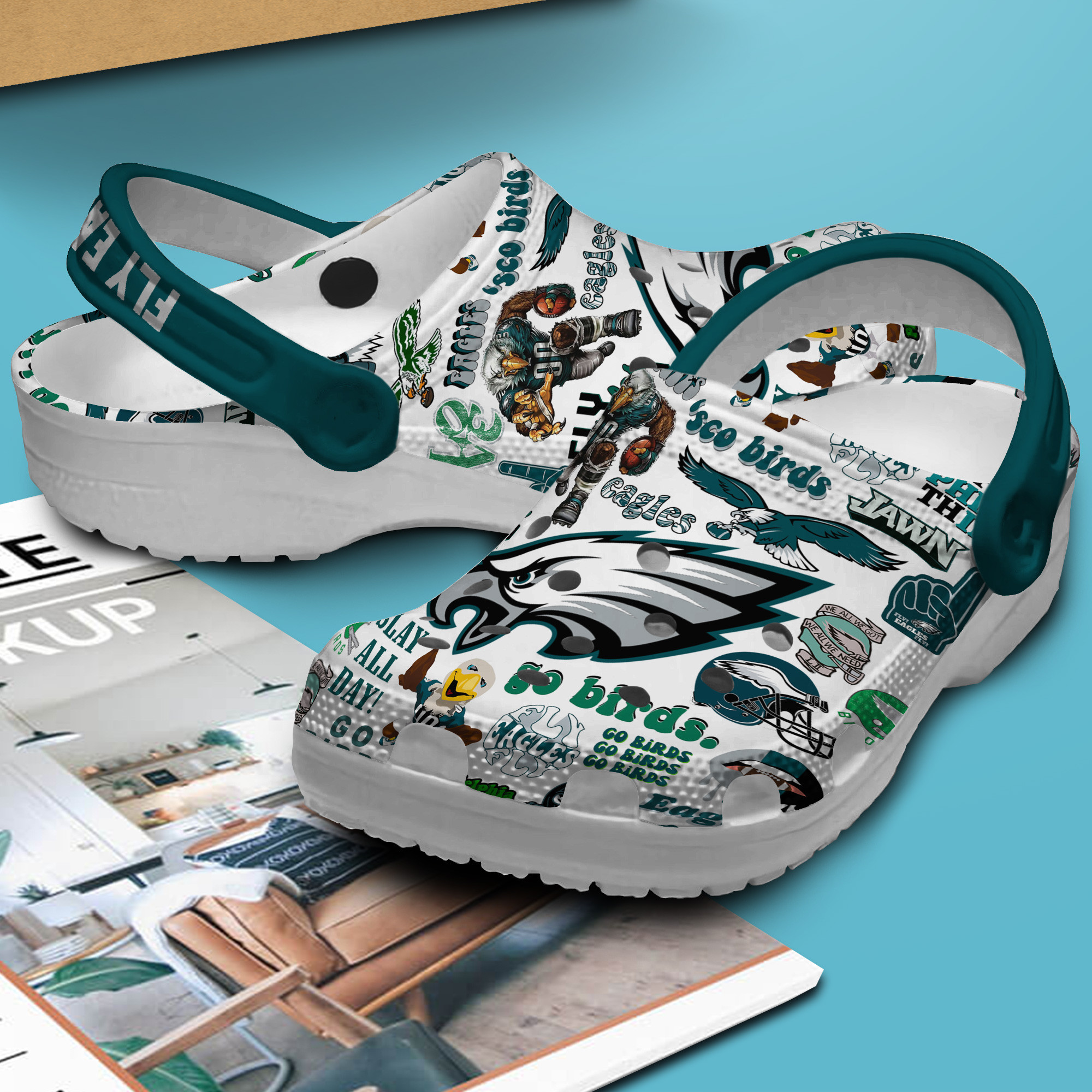 Merchidea Philadelphia Eagles NFL Sport Crocs Crocband Clogs Shoes Comfortable For Men Women and Kids