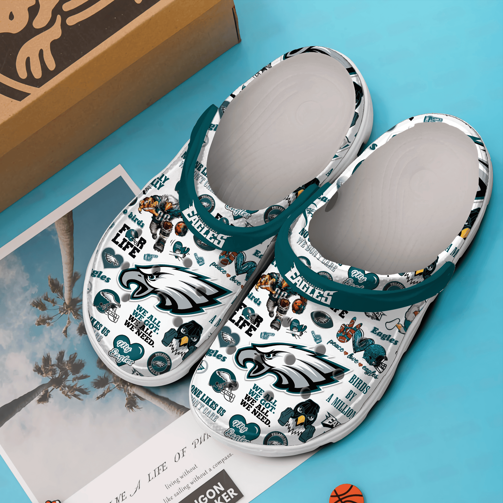 Merchidea Philadelphia Eagles NFL Sport Crocs Crocband Clogs Shoes Comfortable For Men Women and Kids