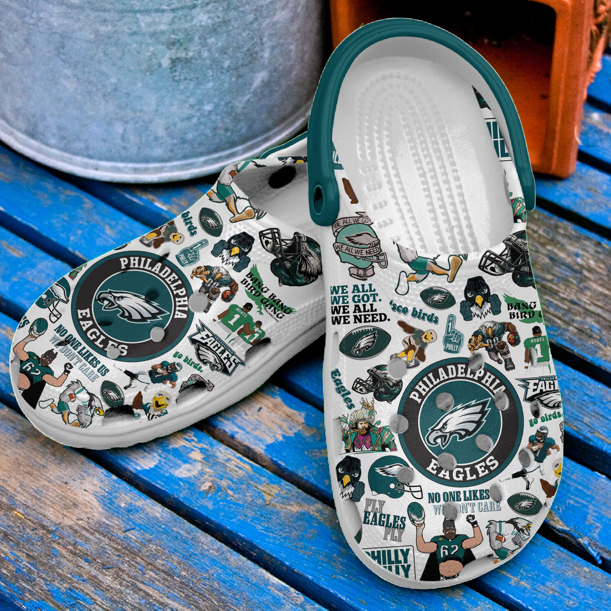 Merchidea Philadelphia Eagles NFL Sport Crocs Crocband Clogs Shoes Comfortable For Men Women and Kids