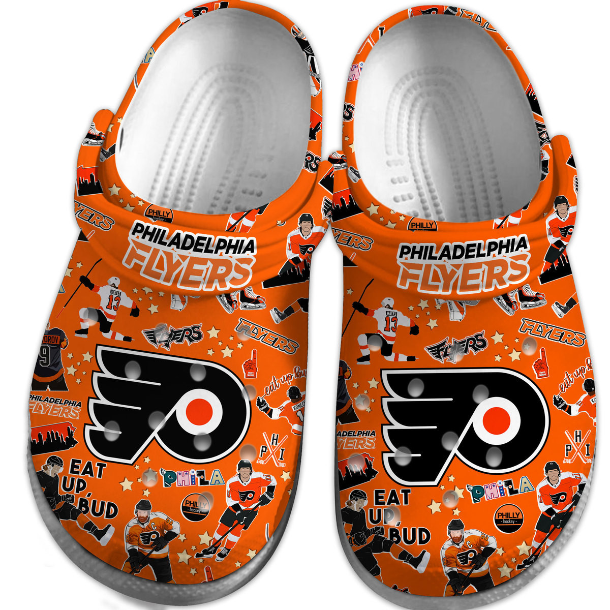Merchidea Philadelphia Flyers NHL Sport Crocs Crocband Clogs Shoes Comfortable For Men Women and Kids