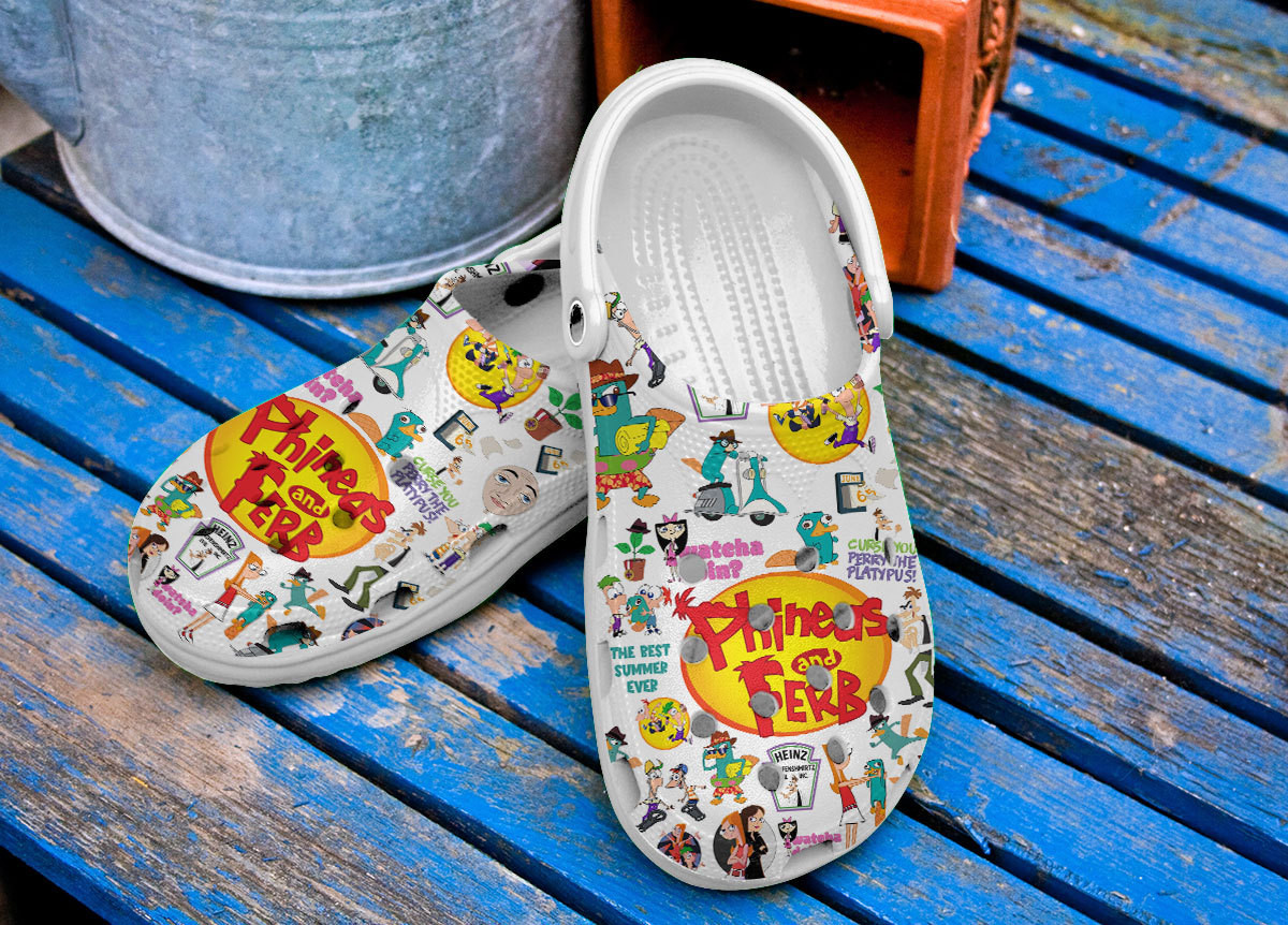 Merchidea Phineas And Ferb TV Series Crocs Crocband Clogs Shoes Comfortable For Men Women and Kids