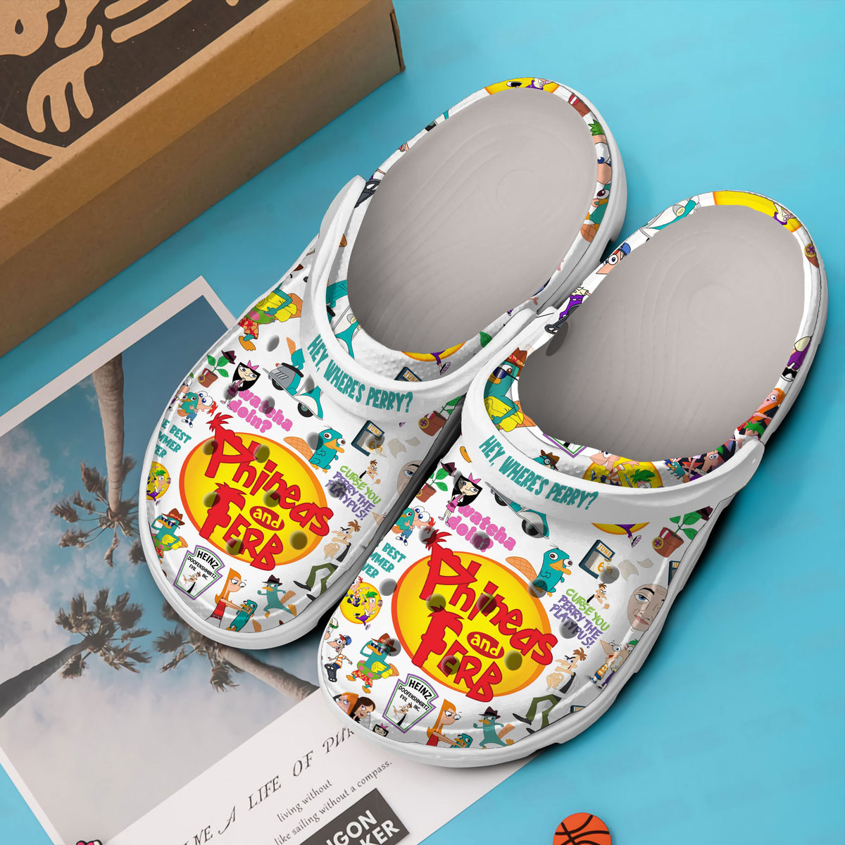 Merchidea Phineas And Ferb TV Series Crocs Crocband Clogs Shoes Comfortable For Men Women and Kids