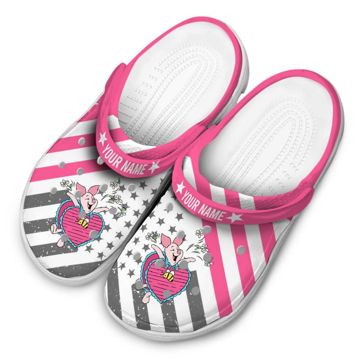 Merchidea Piglet Winnie The Pooh Cartoon Crocs Crocband Clogs Shoes Comfortable For Men Women and Kids