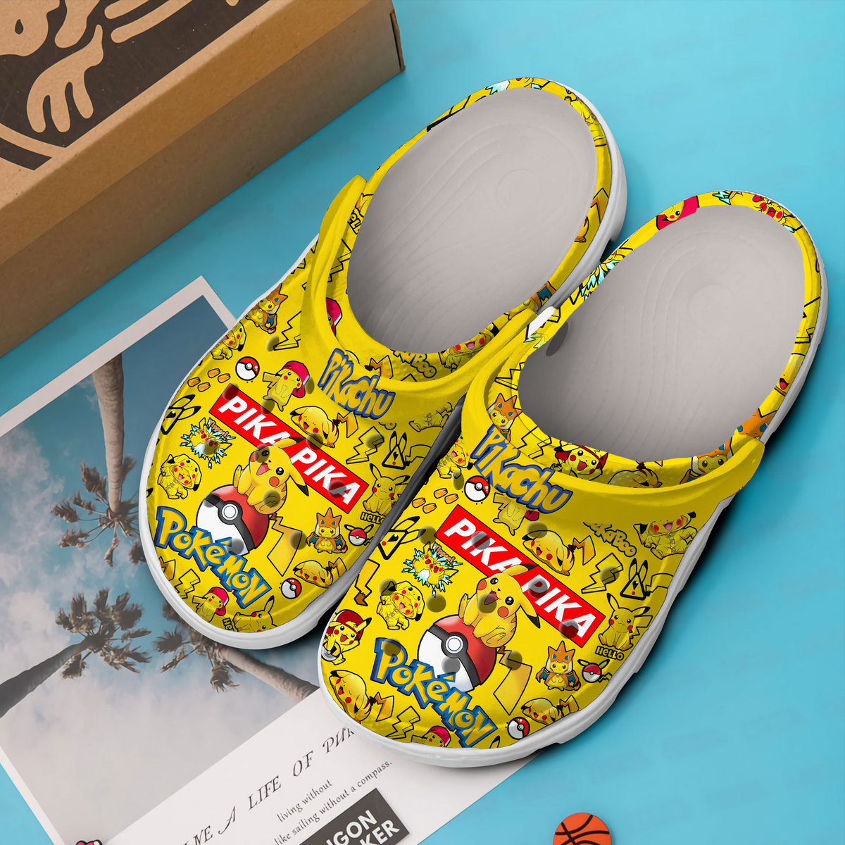 Merchidea Pikachu Pokemon Anime Cartoon Crocs Crocband Clogs Shoes Comfortable For Men Women and Kids