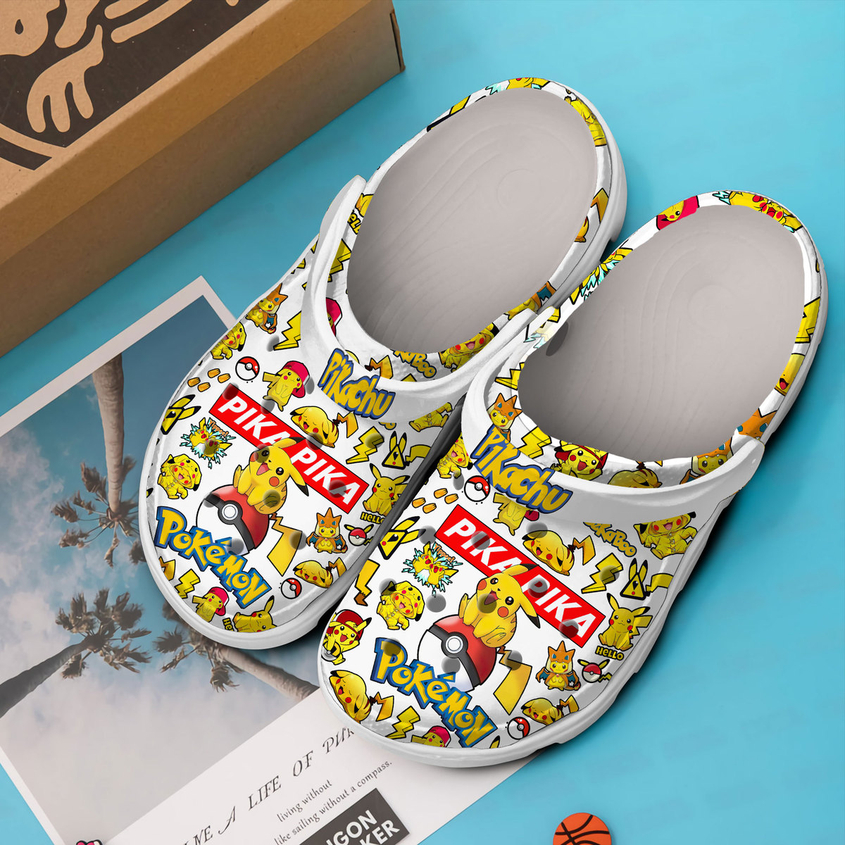 Merchidea Pikachu Pokemon Anime Cartoon Crocs Crocband Clogs Shoes Comfortable For Men Women and Kids
