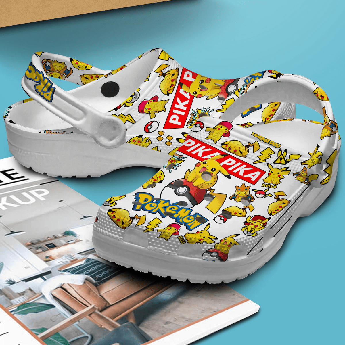 Merchidea Pikachu Pokemon Anime Cartoon Crocs Crocband Clogs Shoes Comfortable For Men Women and Kids