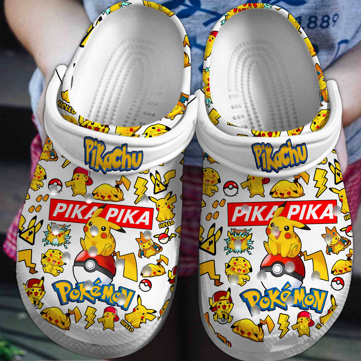 Merchidea Pikachu Pokemon Anime Cartoon Crocs Crocband Clogs Shoes Comfortable For Men Women and Kids