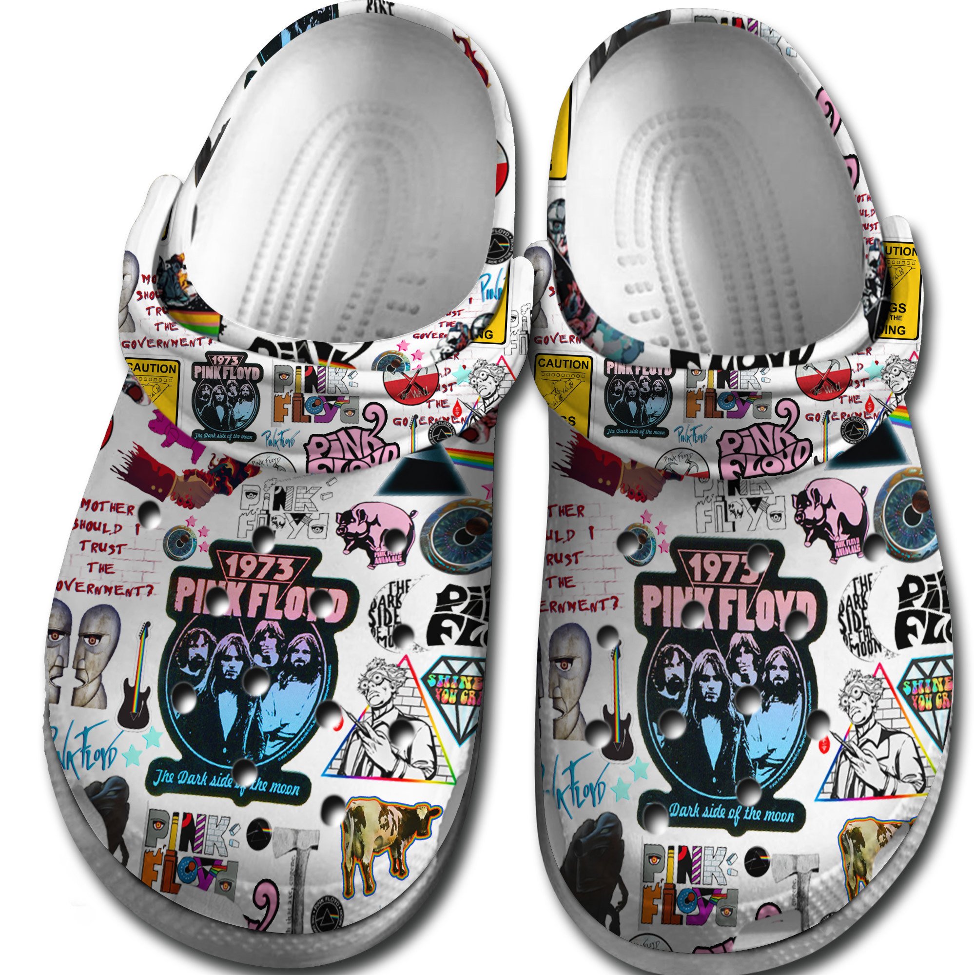 Merchidea Pink Floyd Music Band Crocs Crocband Clogs Shoes Comfortable For Men Women and Kids