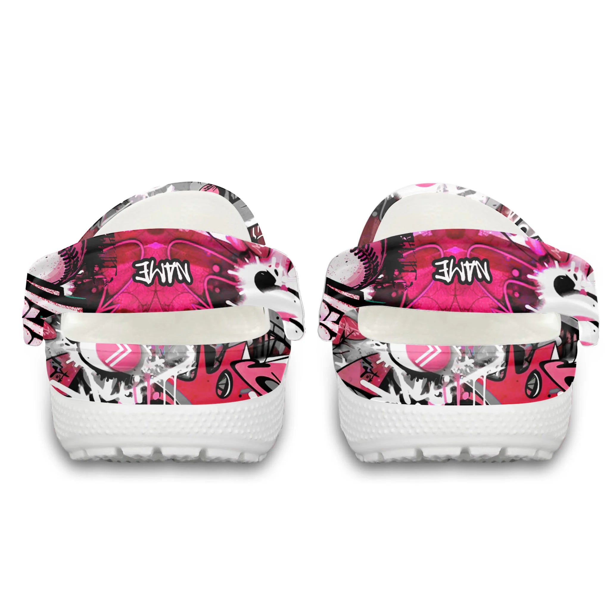 Merchidea Pink Graffiti Baseball Sport Crocs Crocband Clogs Shoes Comfortable For Men Women and Kids