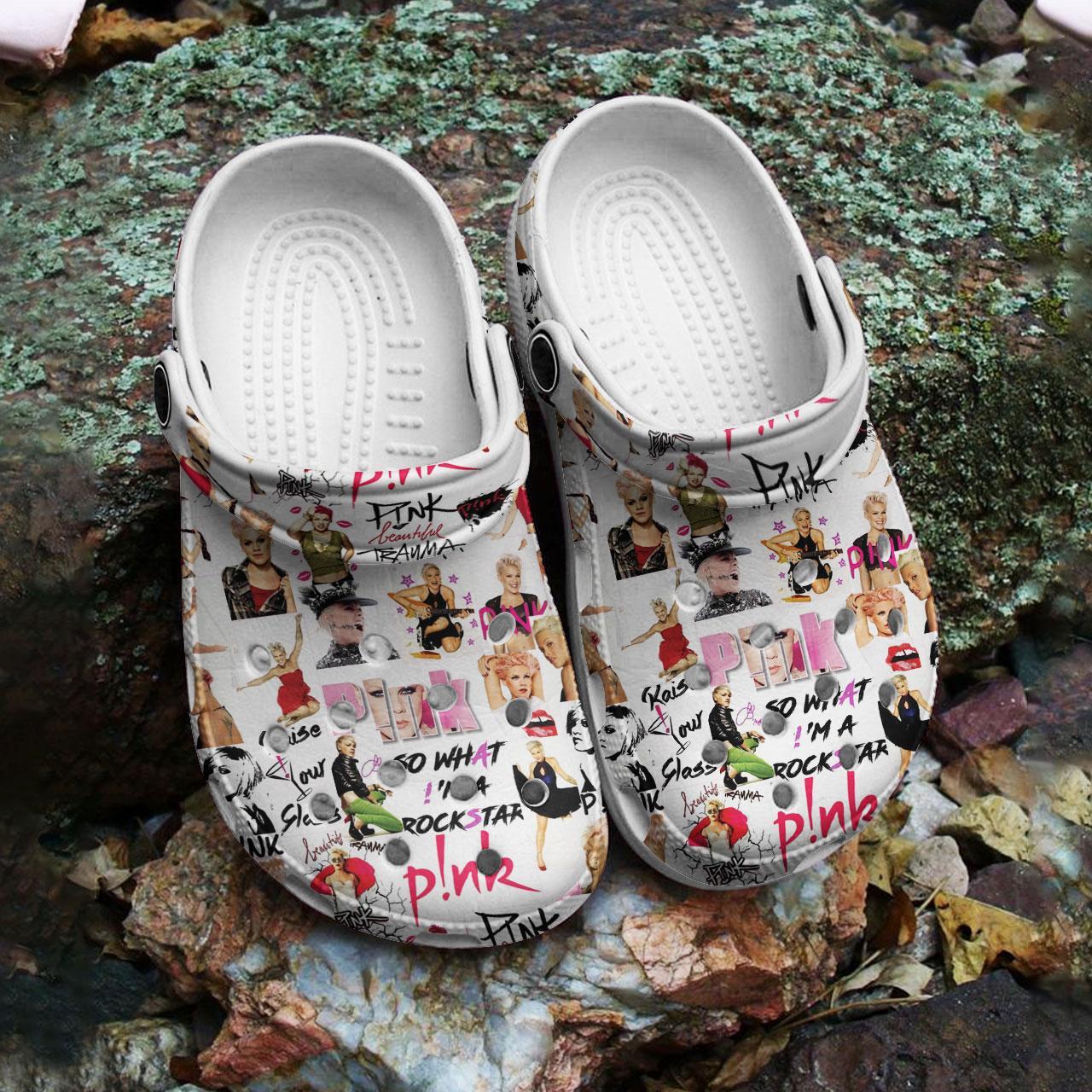 Merchidea Pink Music Crocs Crocband Clogs Shoes Comfortable For Men Women and Kids