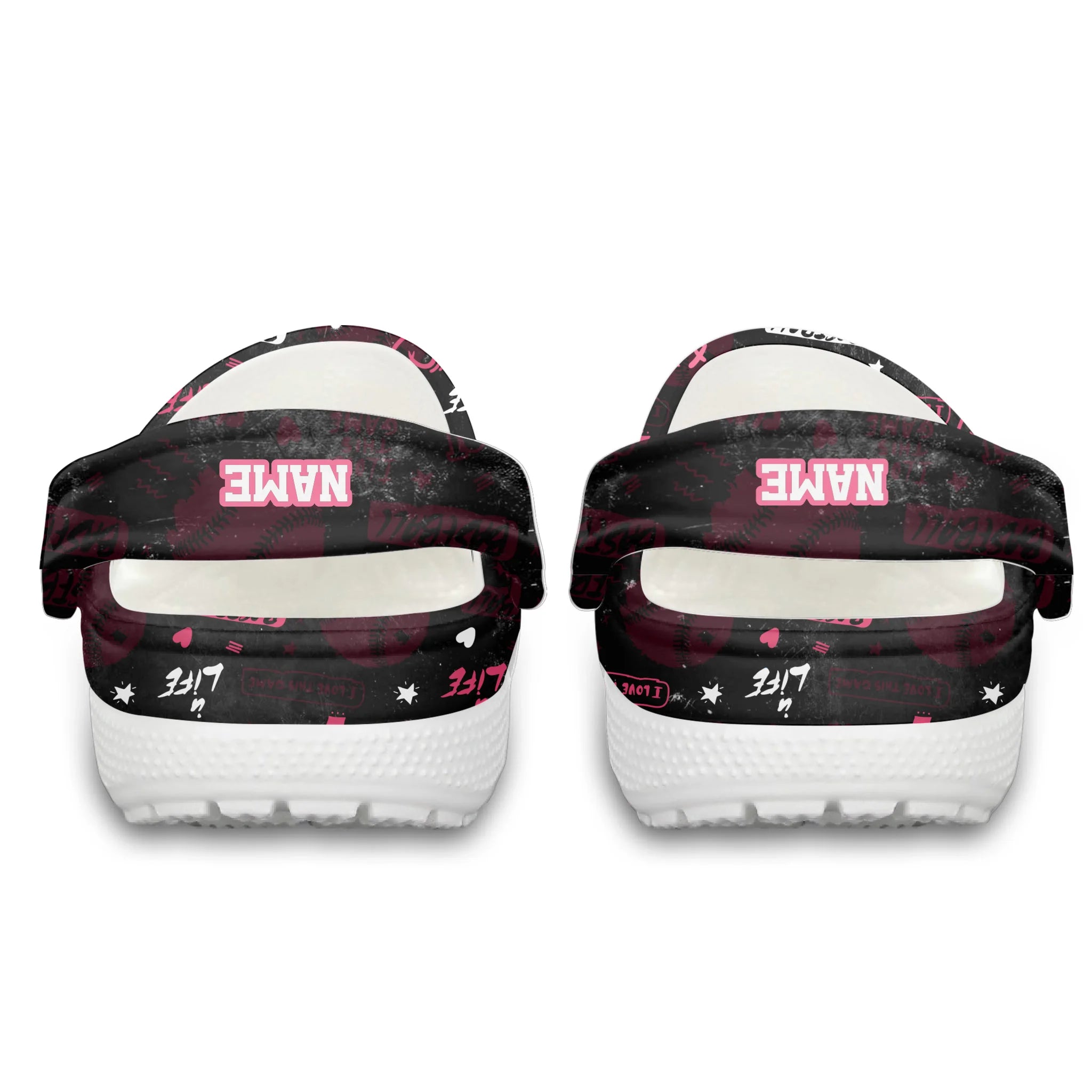 Merchidea Pink Tag Out Baseball Sport Crocs Crocband Clogs Shoes Comfortable For Men Women and Kids