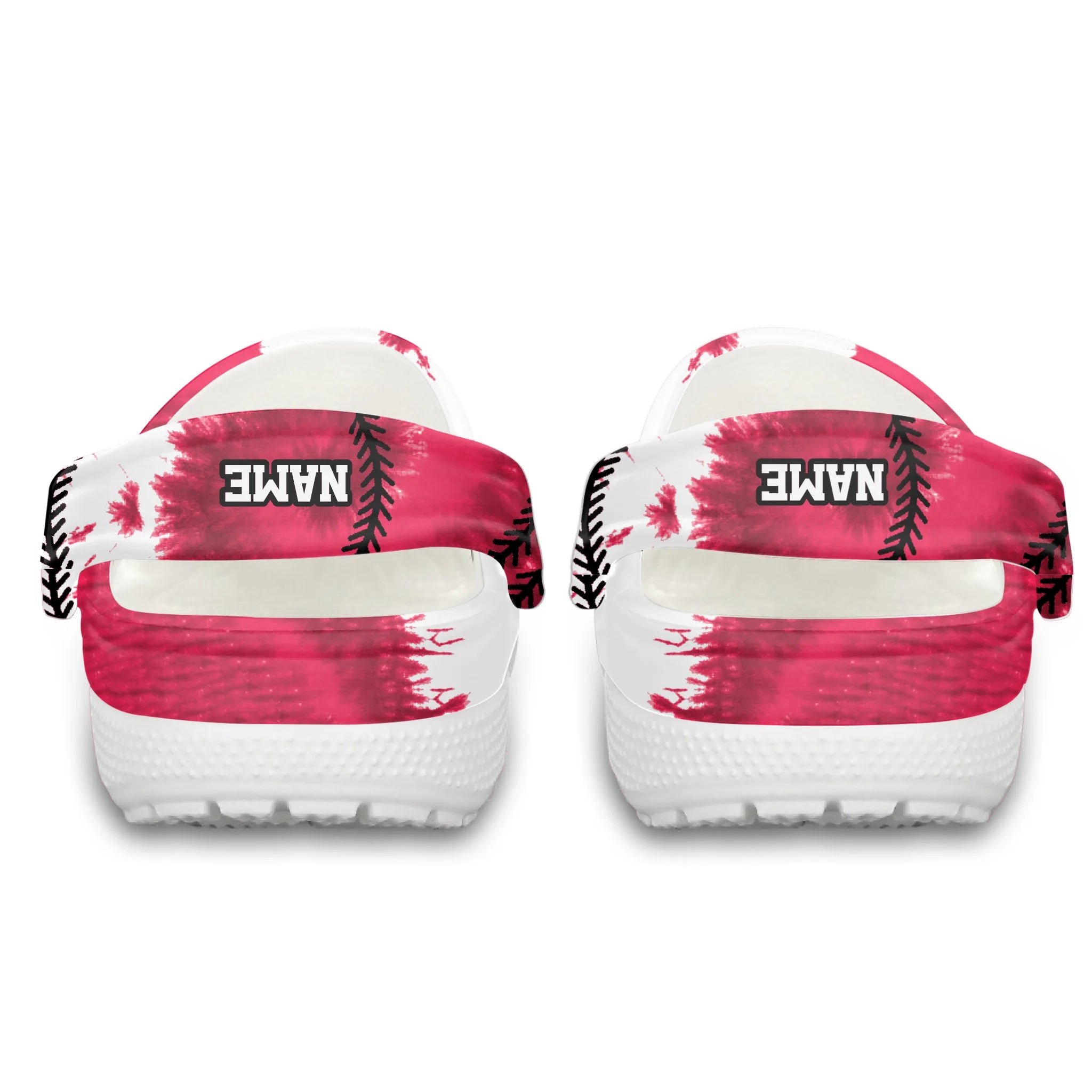 Merchidea Pink Tie-Dye Baseball Sport Crocs Crocband Clogs Shoes Comfortable For Men Women and Kids