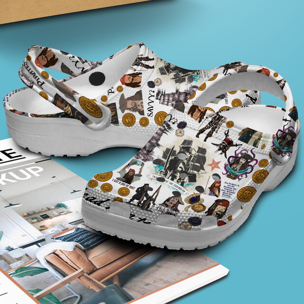 Merchidea Pirates of the Caribbean Movie Crocs Crocband Clogs Shoes Comfortable For Men Women and Kids