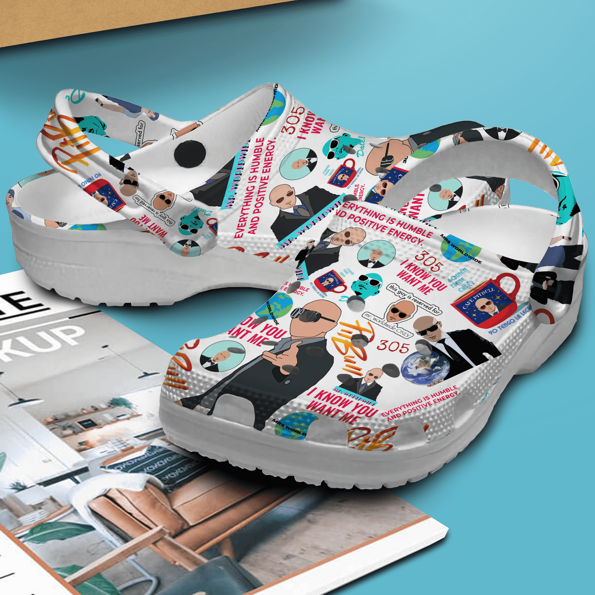 Merchidea Pitbull Singer Music Crocs Crocband Clogs Shoes Comfortable For Men Women and Kids