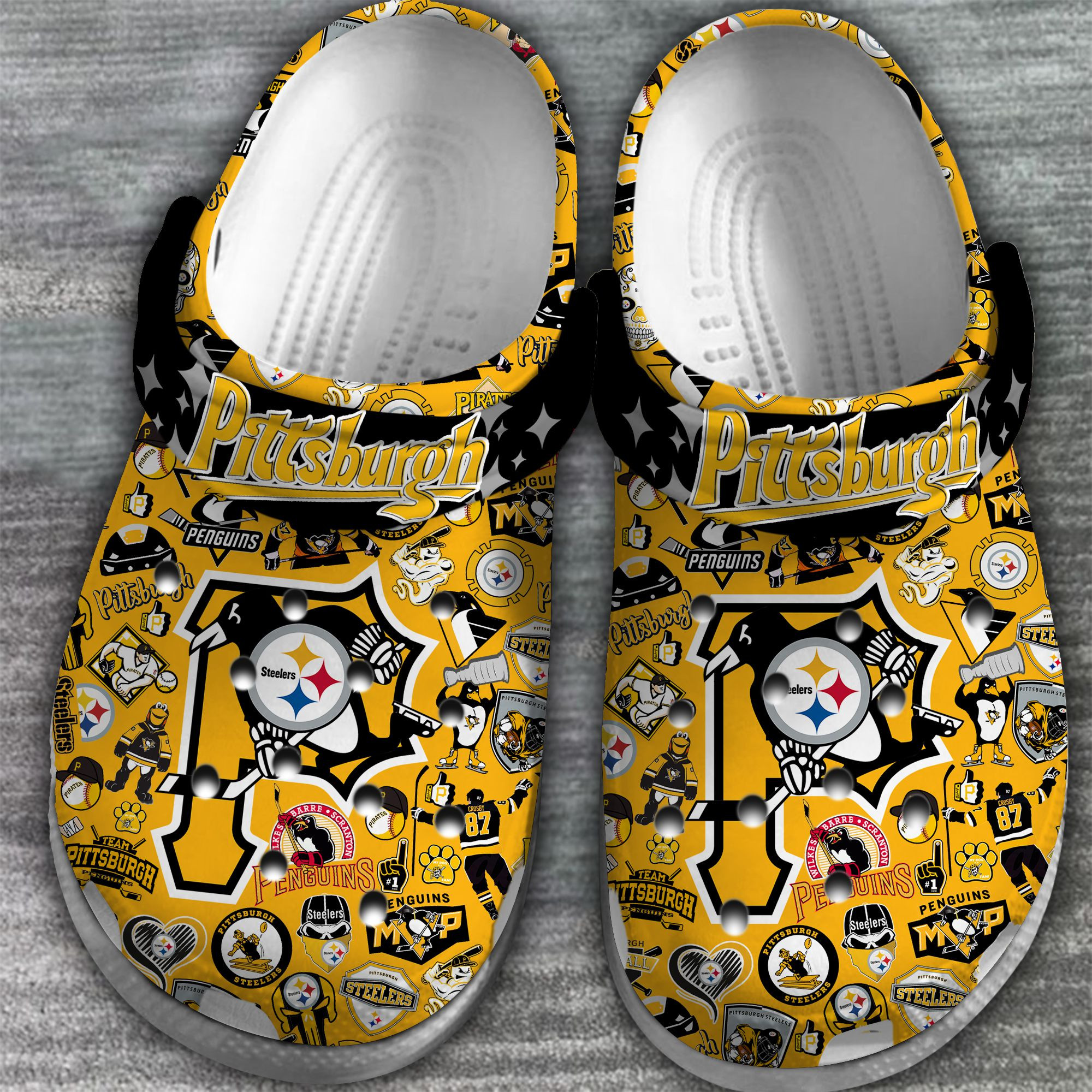 Merchidea Pittsburgh Penguins NHL Sport Crocs Crocband Clogs Shoes Comfortable For Men Women and Kids