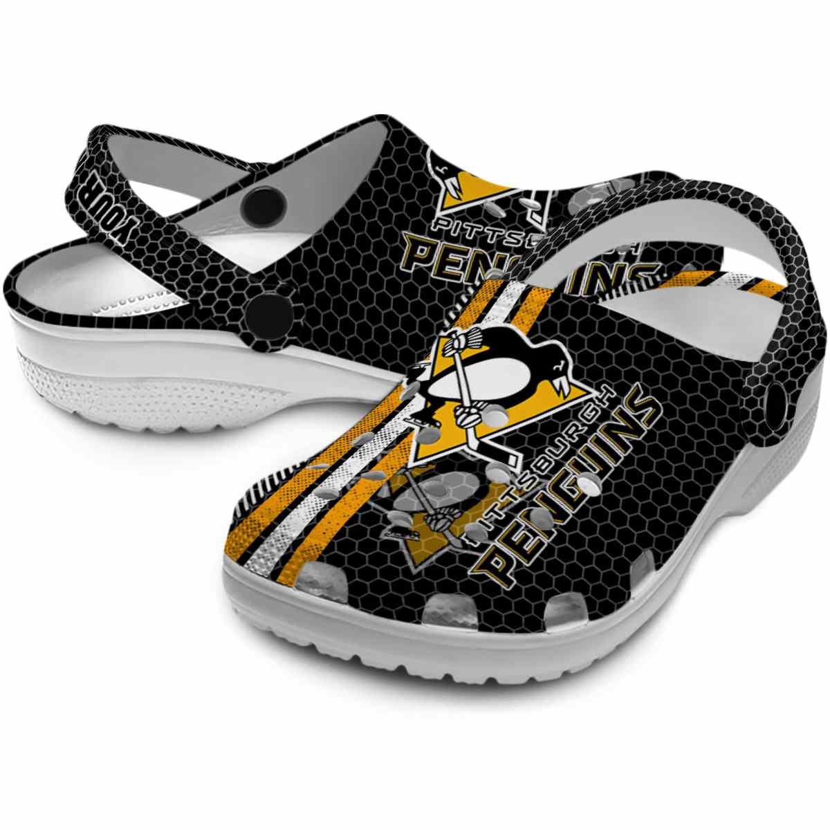 Merchidea Pittsburgh Penguins NHL Sport Crocs Crocband Clogs Shoes Comfortable For Men Women and Kids