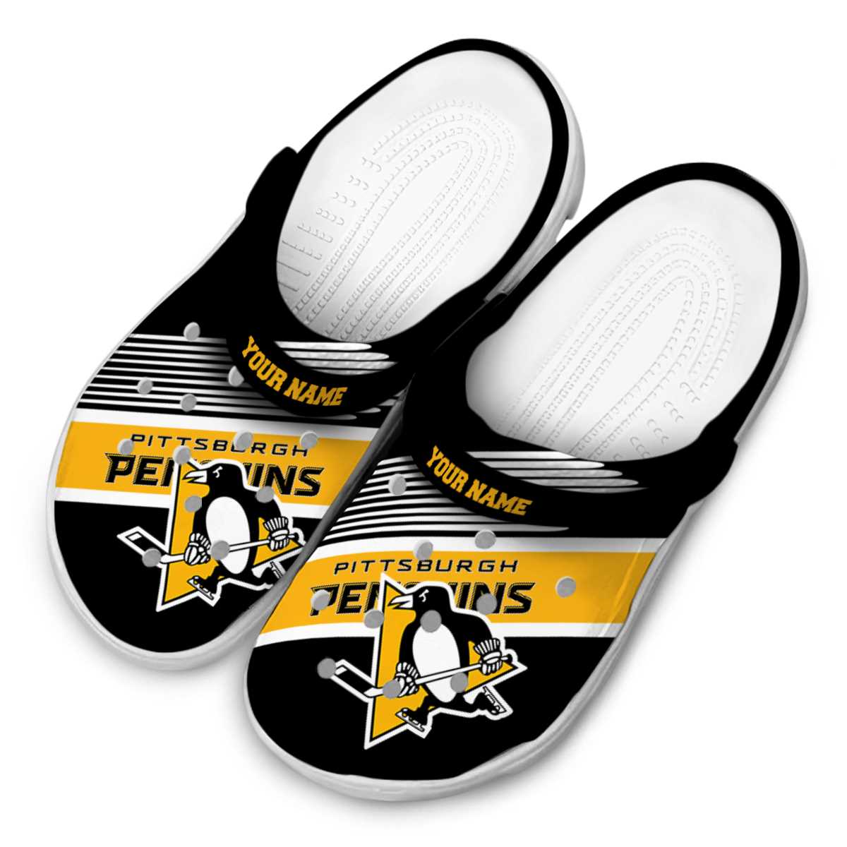 Merchidea Pittsburgh Penguins NHL Sport Crocs Crocband Clogs Shoes Comfortable For Men Women and Kids