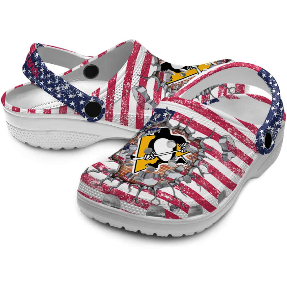Merchidea Pittsburgh Penguins NHL Sport Crocs Crocband Clogs Shoes Comfortable For Men Women and Kids