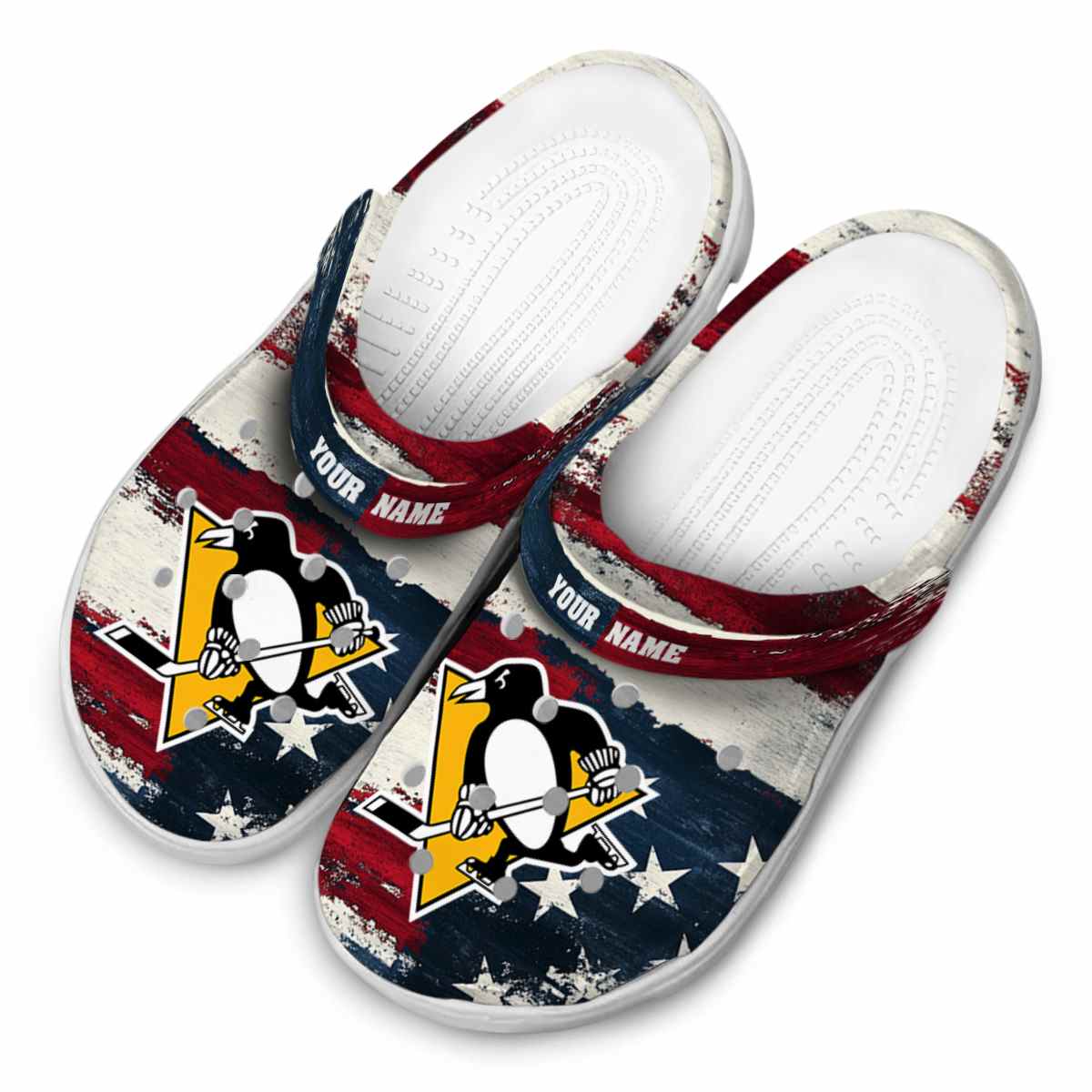 Merchidea Pittsburgh Penguins NHL Sport Crocs Crocband Clogs Shoes Comfortable For Men Women and Kids
