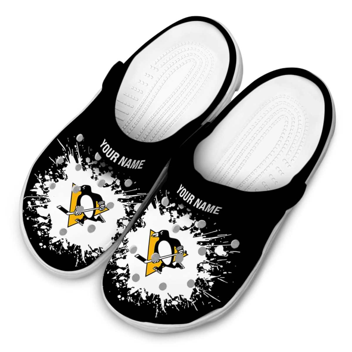 Merchidea Pittsburgh Penguins NHL Sport Crocs Crocband Clogs Shoes Comfortable For Men Women and Kids