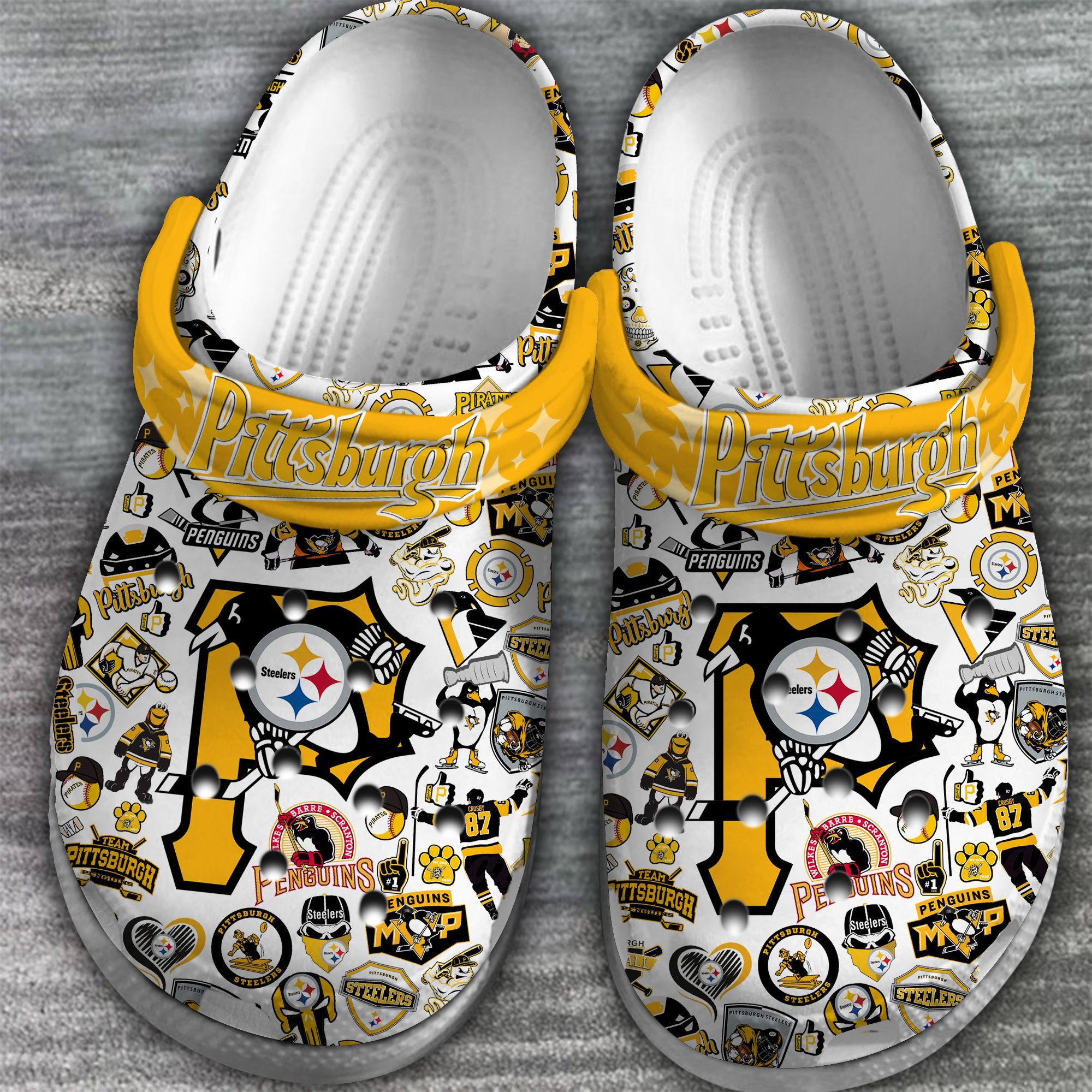 Merchidea Pittsburgh Penguins NHL Sport Crocs Crocband Clogs Shoes Comfortable For Men Women and Kids