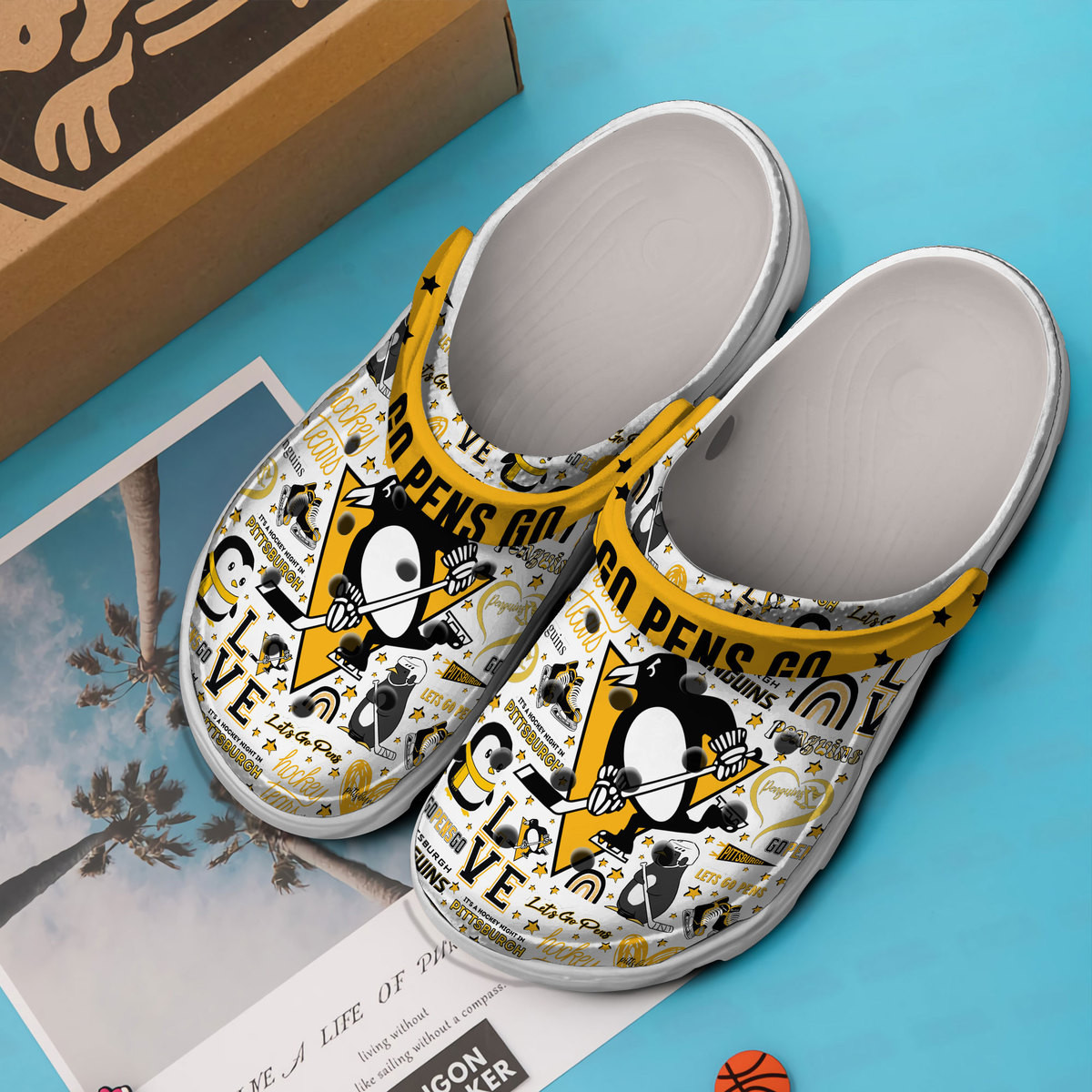 Merchidea Pittsburgh Penguins NHL Sport Crocs Crocband Clogs Shoes Comfortable For Men Women and Kids