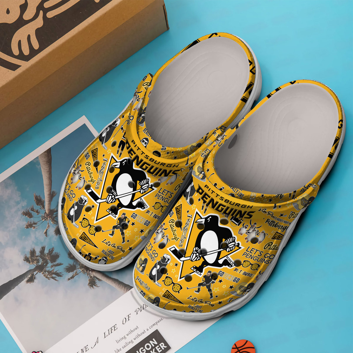 Merchidea Pittsburgh Penguins NHL Sport Crocs Crocband Clogs Shoes Comfortable For Men Women and Kids