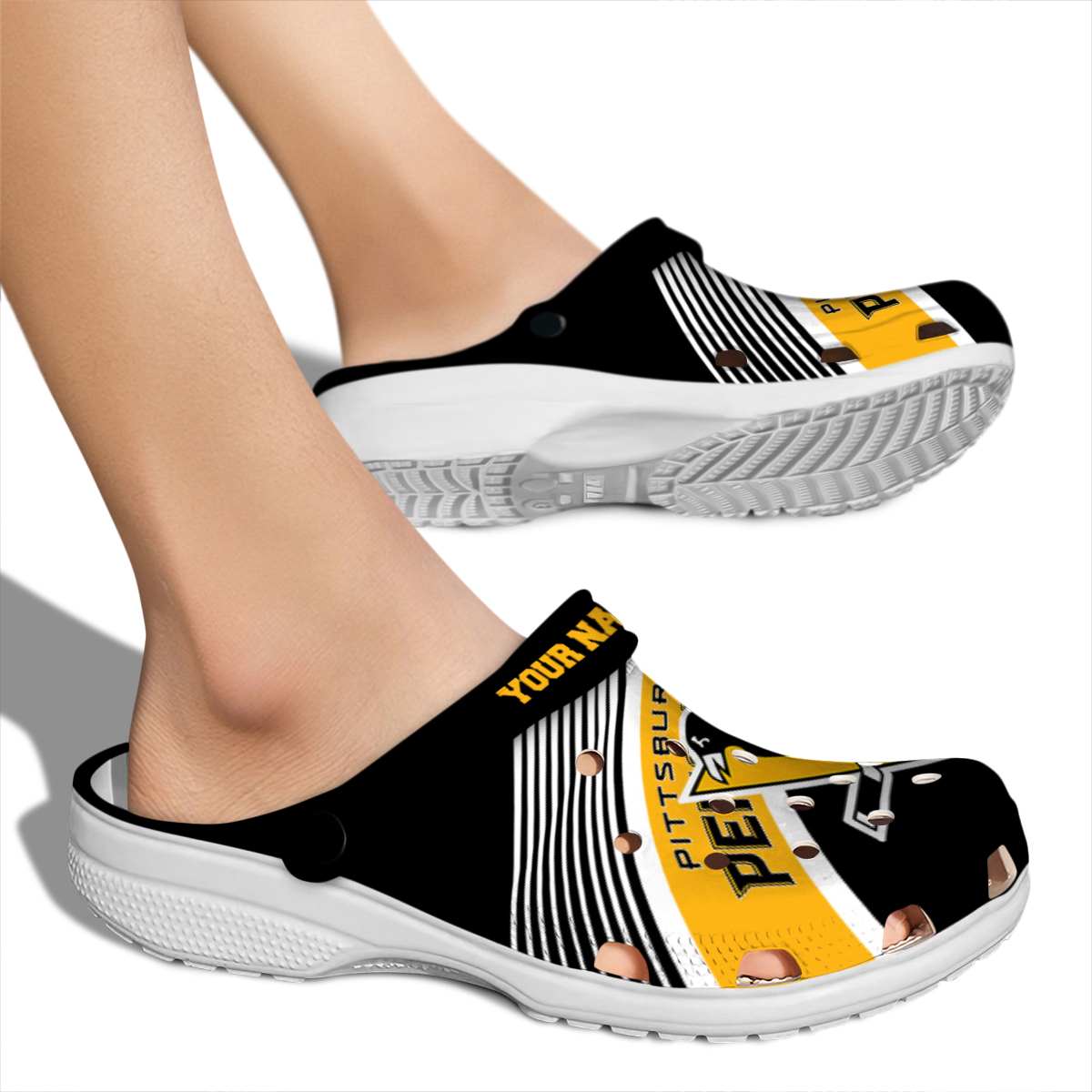 Merchidea Pittsburgh Penguins NHL Sport Crocs Crocband Clogs Shoes Comfortable For Men Women and Kids