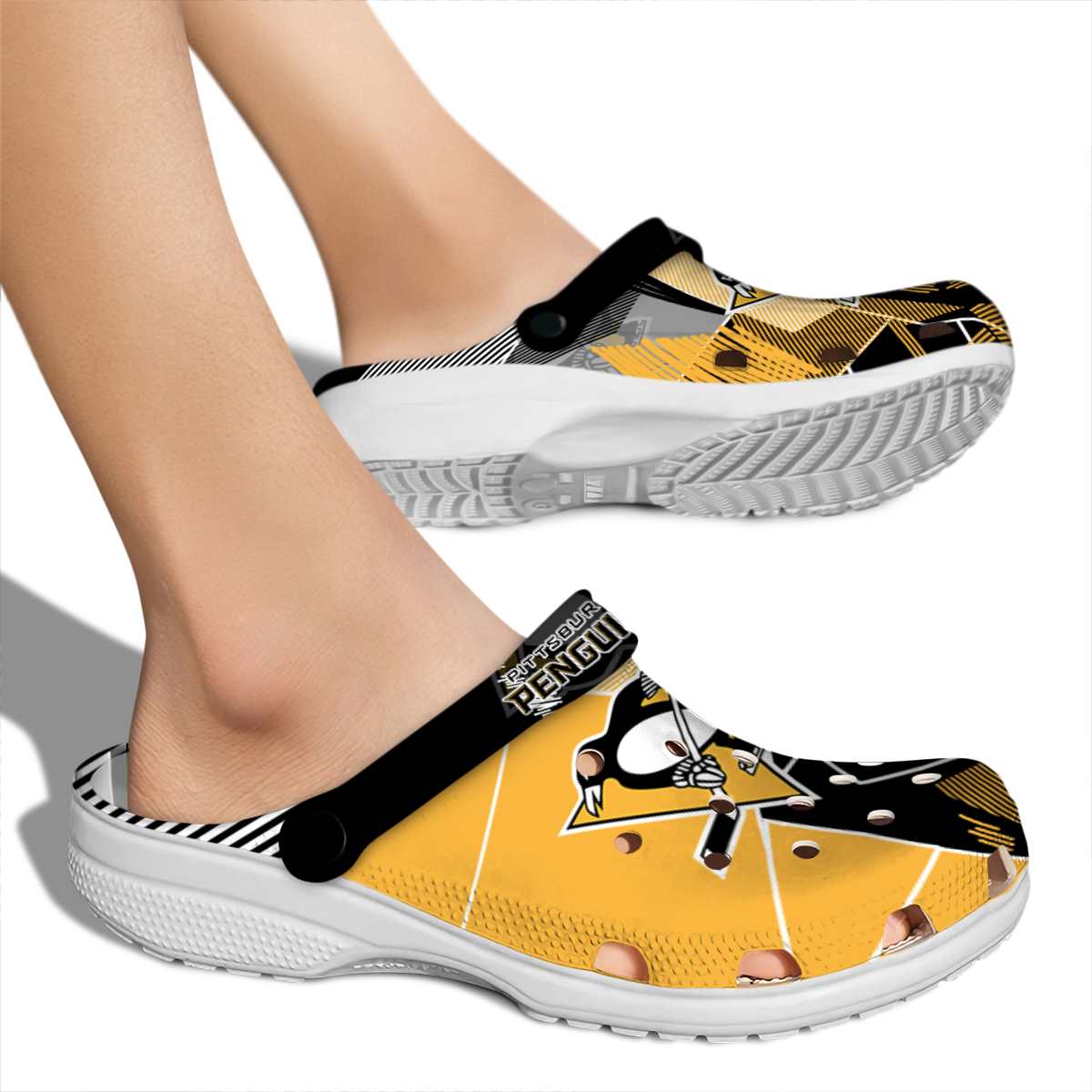 Merchidea Pittsburgh Penguins NHL Sport Crocs Crocband Clogs Shoes Comfortable For Men Women and Kids