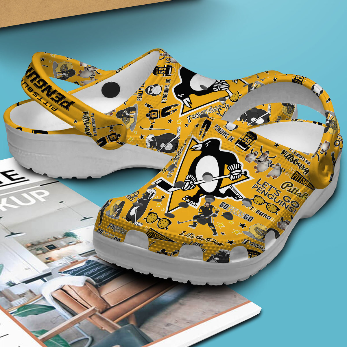 Merchidea Pittsburgh Penguins NHL Sport Crocs Crocband Clogs Shoes Comfortable For Men Women and Kids