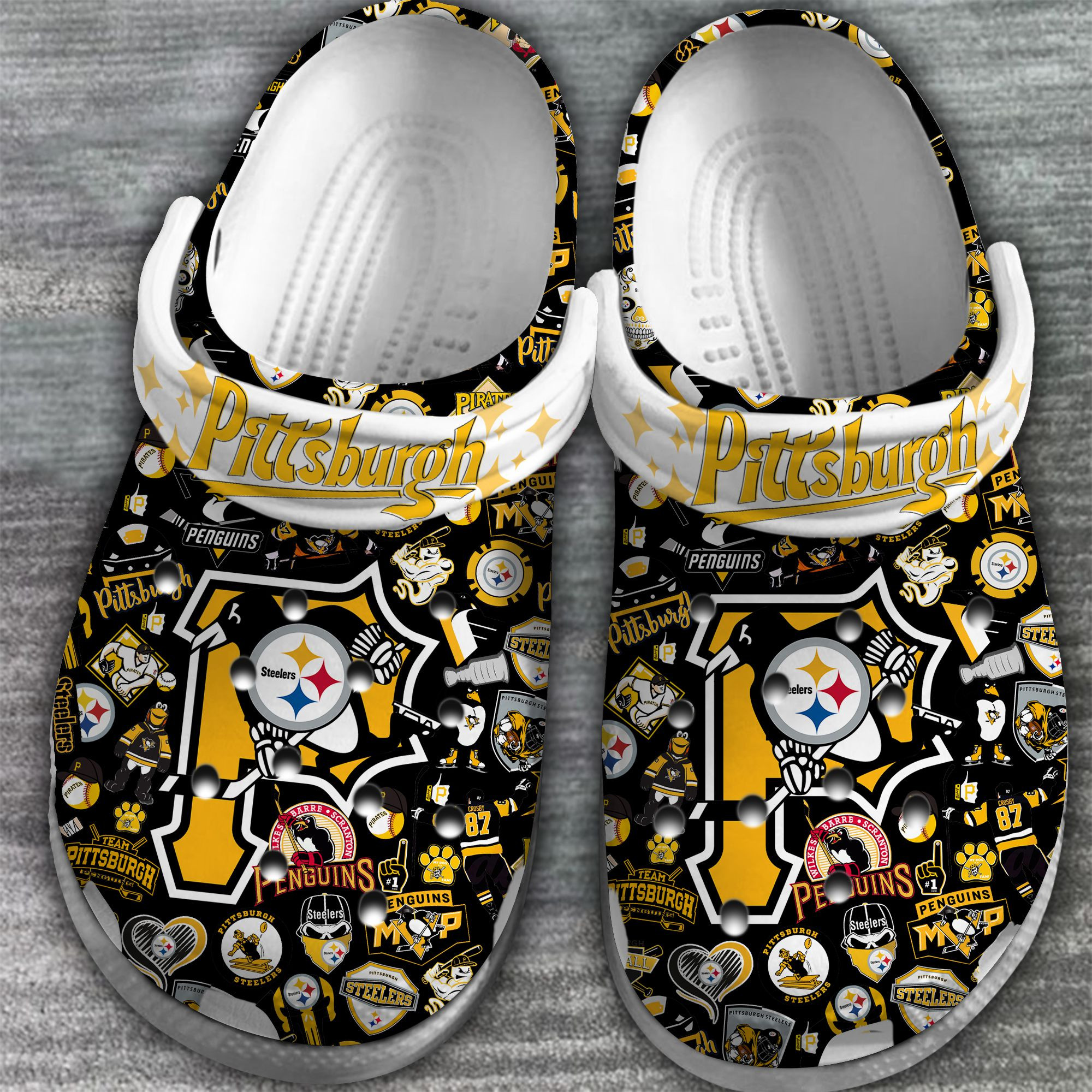 Merchidea Pittsburgh Penguins NHL Sport Crocs Crocband Clogs Shoes Comfortable For Men Women and Kids
