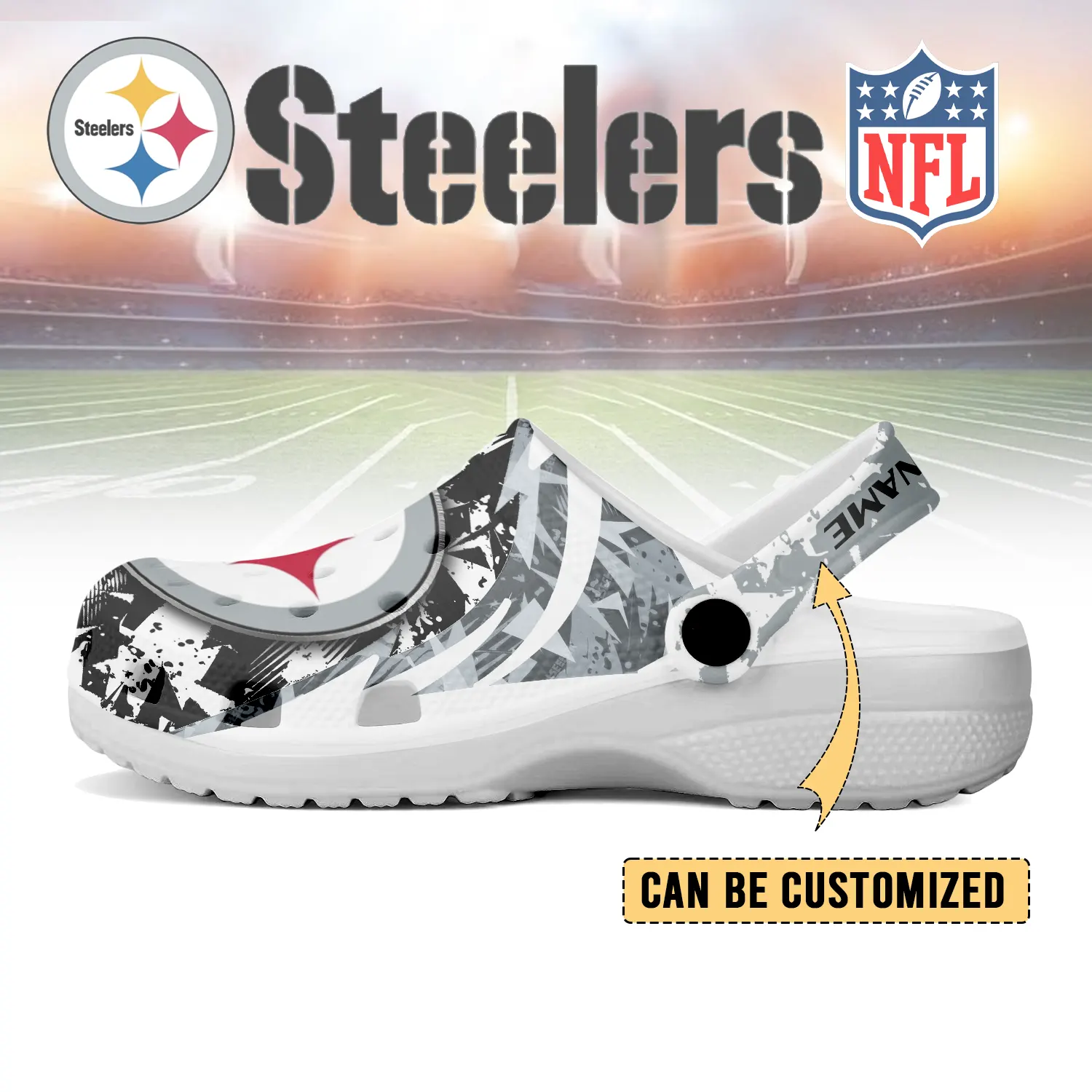Merchidea Pittsburgh Steelers NFL Crocs Crocband Clogs Shoes Comfortable For Men Women and Kids