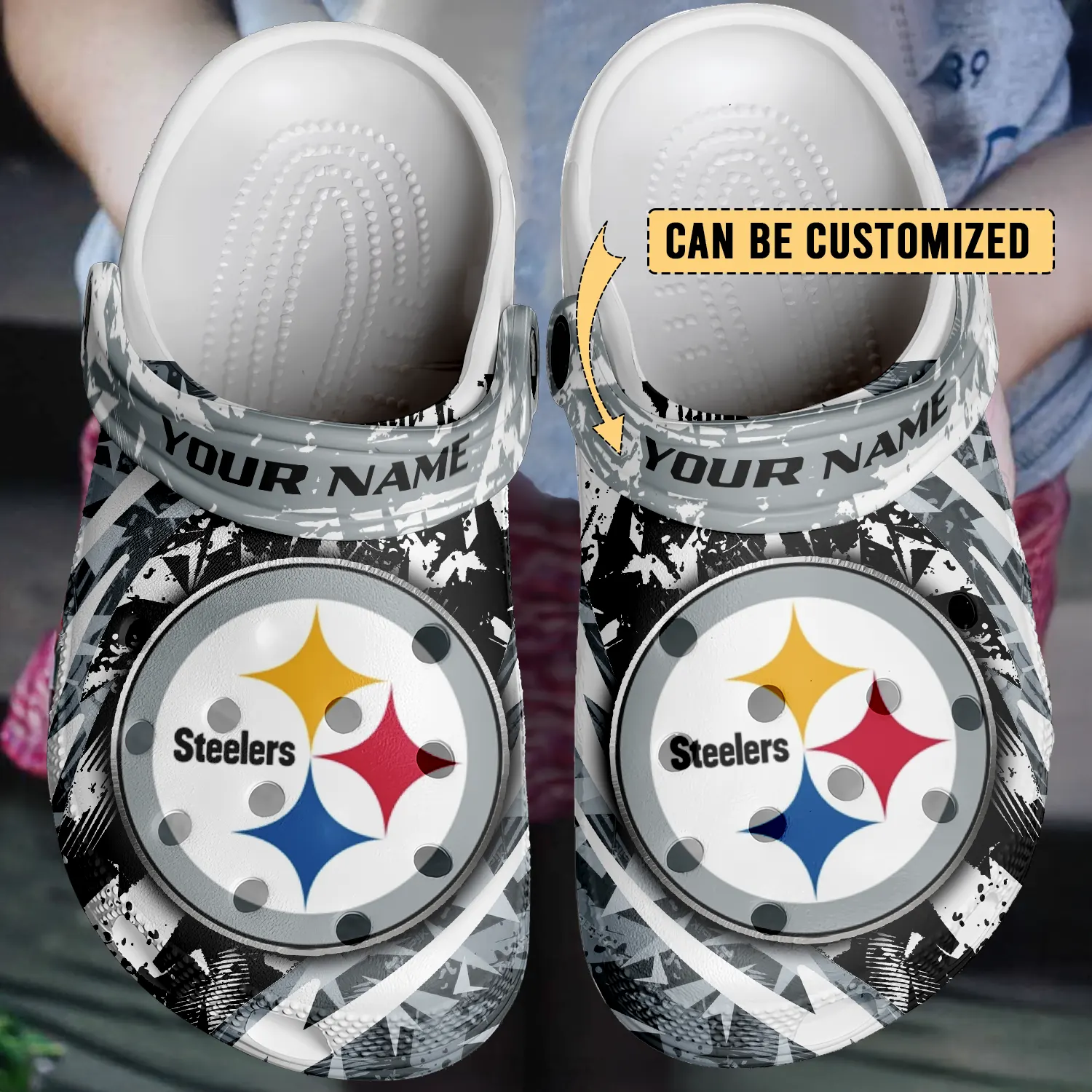 Merchidea Pittsburgh Steelers NFL Crocs Crocband Clogs Shoes Comfortable For Men Women and Kids
