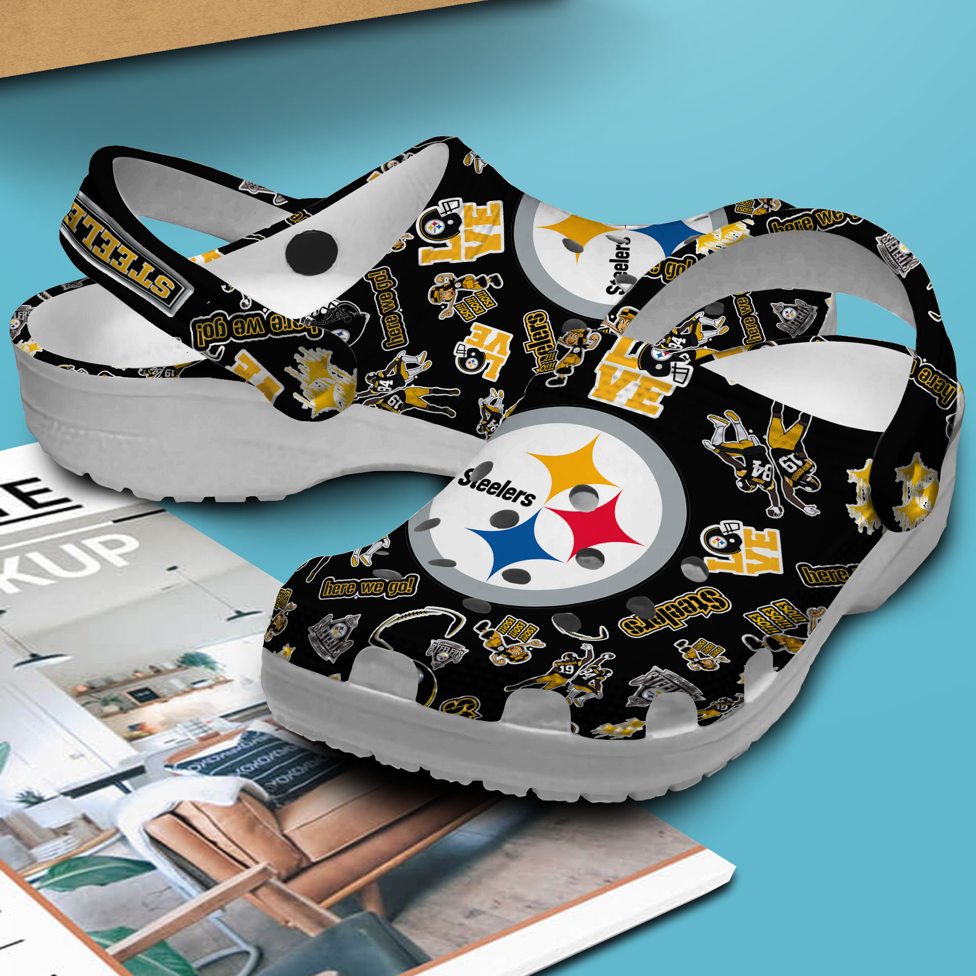 Merchidea Pittsburgh Steelers NFL Sport Crocs Crocband Clogs Shoes Comfortable For Men Women and Kids