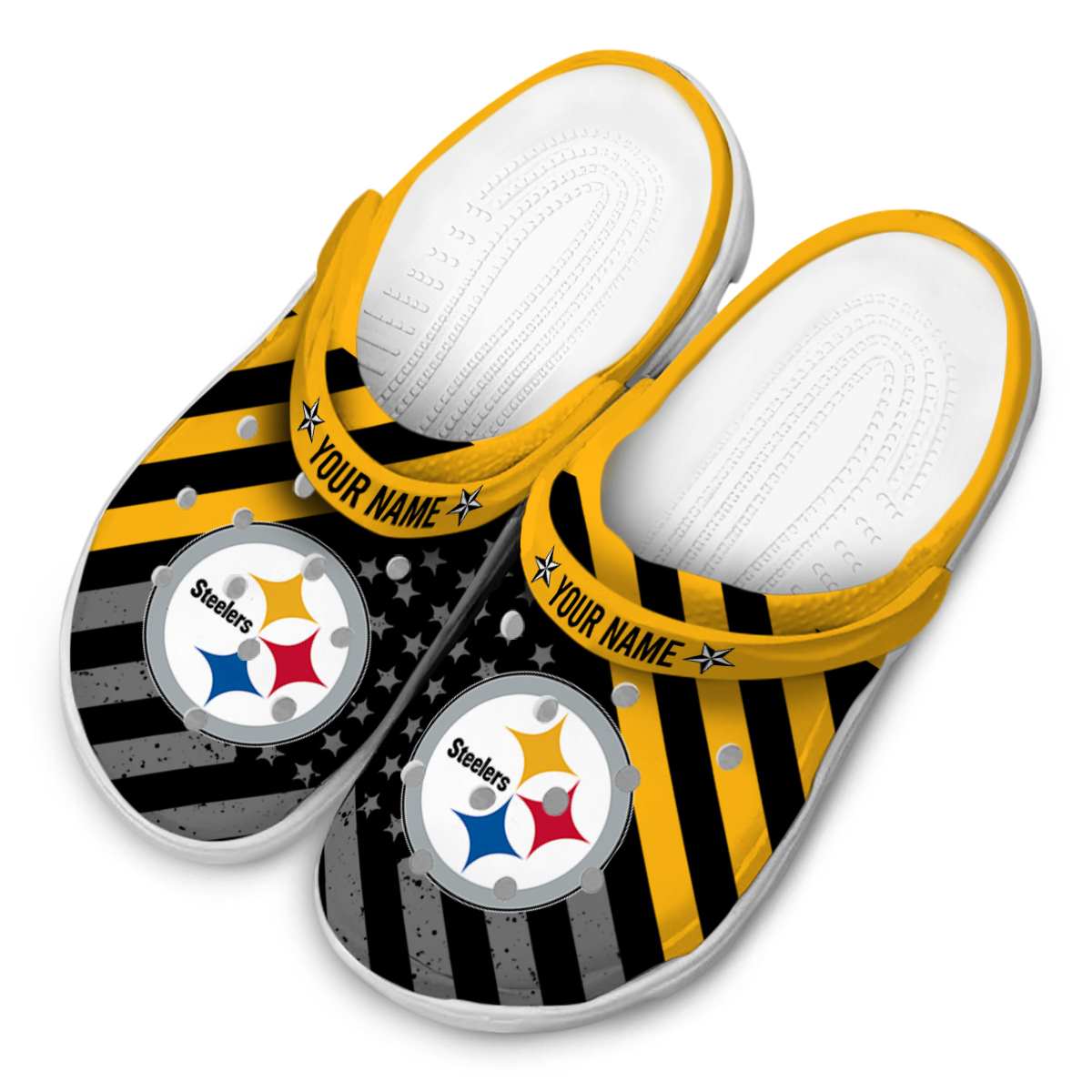 Merchidea Pittsburgh Steelers NFL Sport Crocs Crocband Clogs Shoes Comfortable For Men Women and Kids