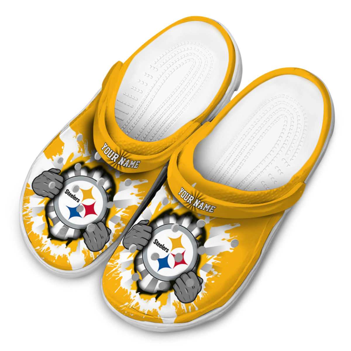 Merchidea Pittsburgh Steelers NFL Sport Crocs Crocband Clogs Shoes Comfortable For Men Women and Kids